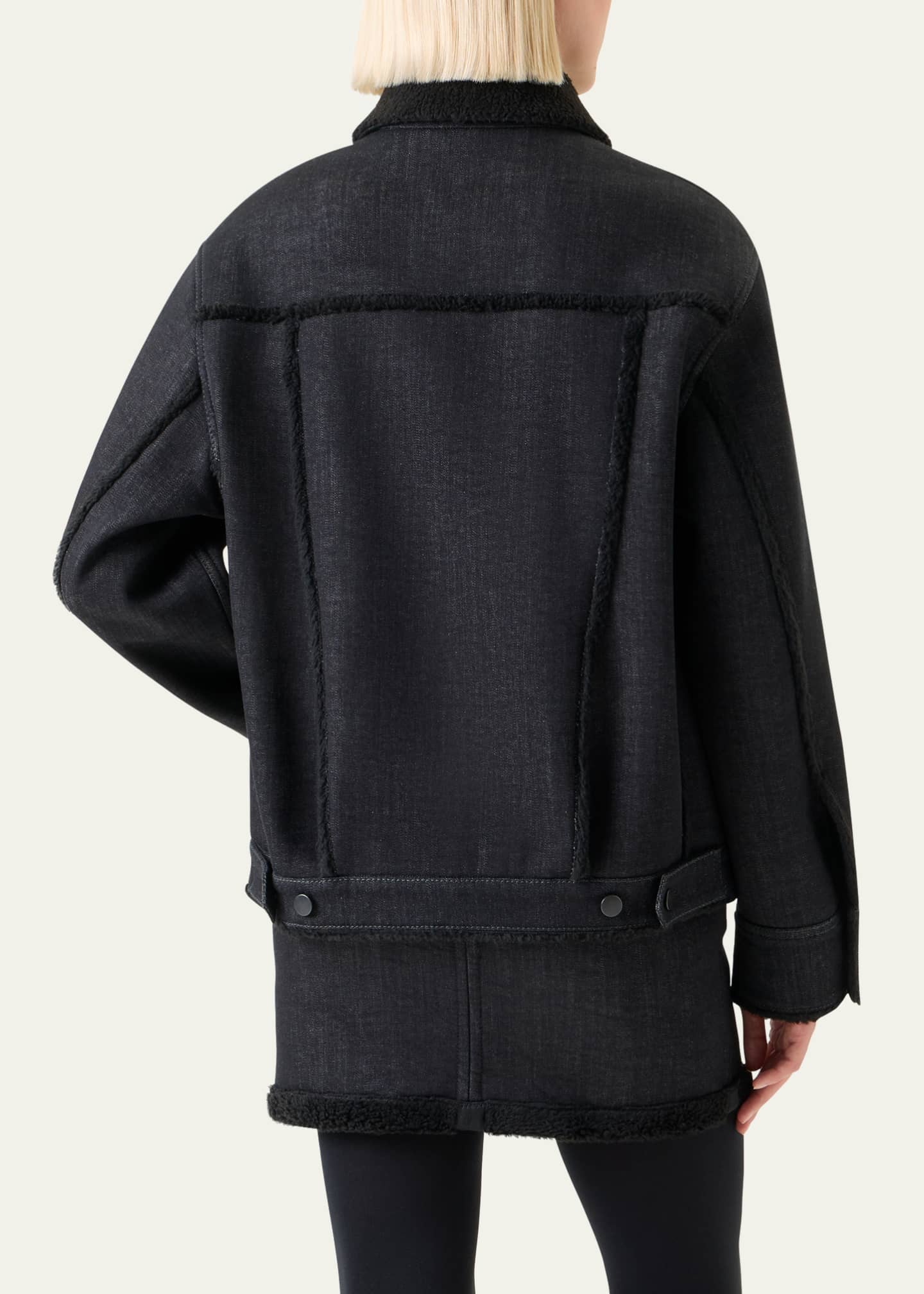 Akris punto Faux-Fur Trim Denim Jacket Image 3 of 5