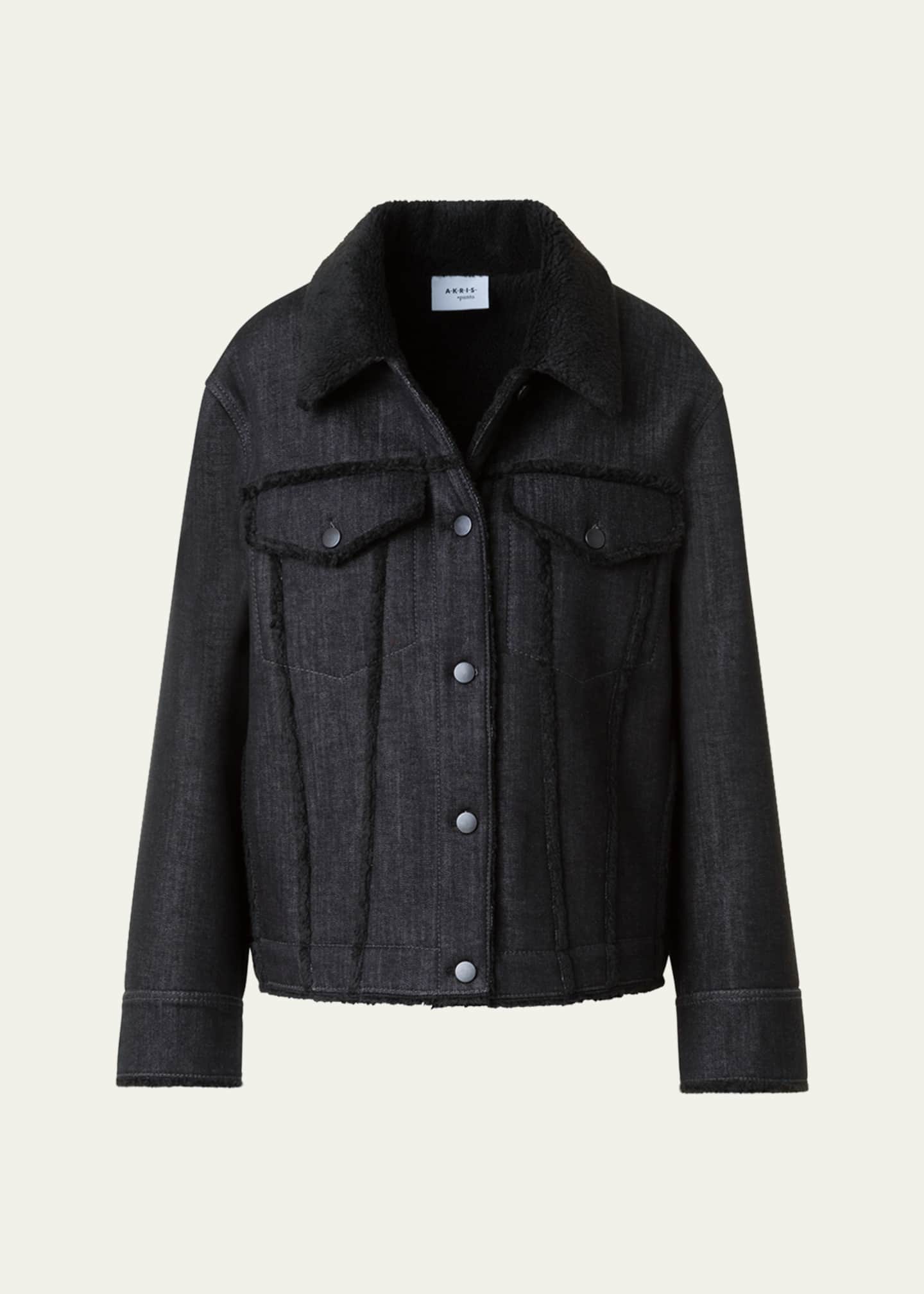 Akris punto Faux-Fur Trim Denim Jacket Image 1 of 5