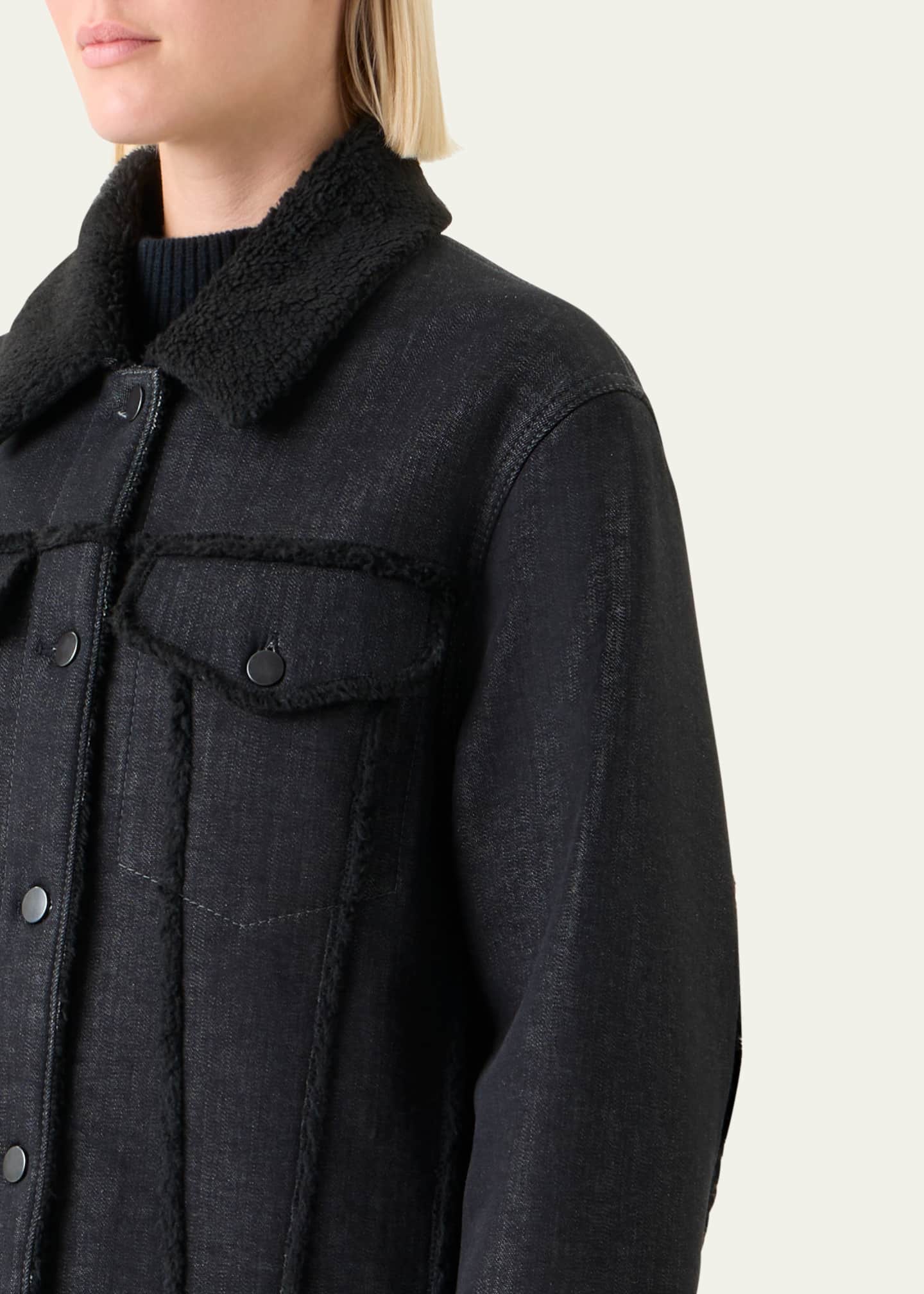 Akris punto Faux-Fur Trim Denim Jacket Image 5 of 5