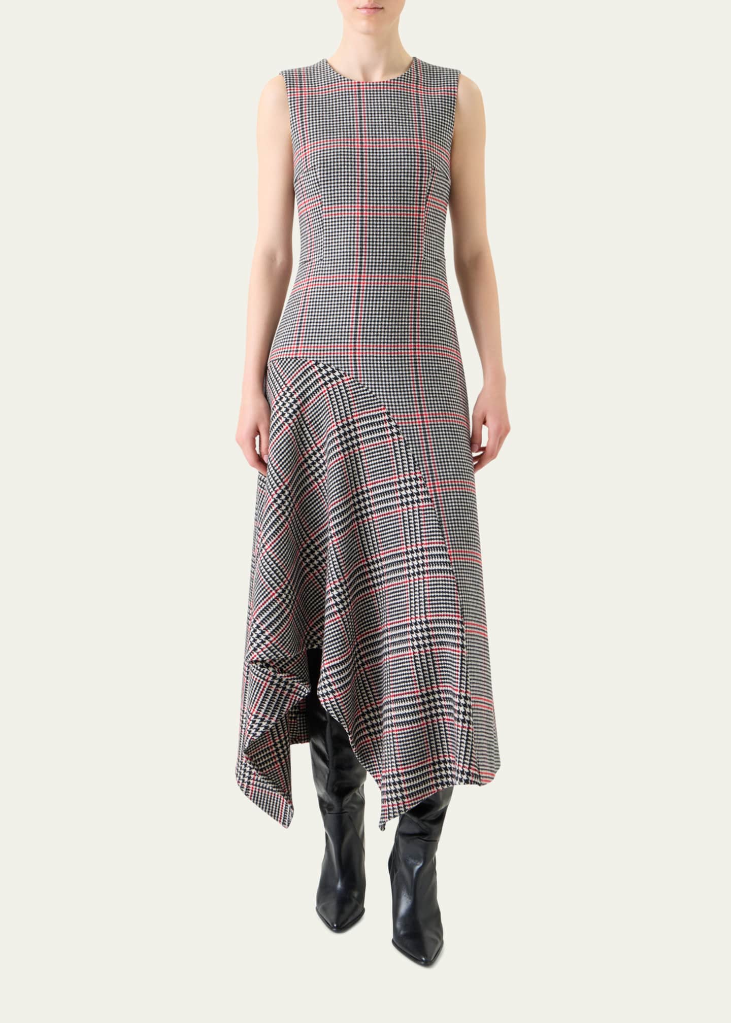 Akris punto Houndstooth Wool Fresco Midi Dress Image 2 of 5
