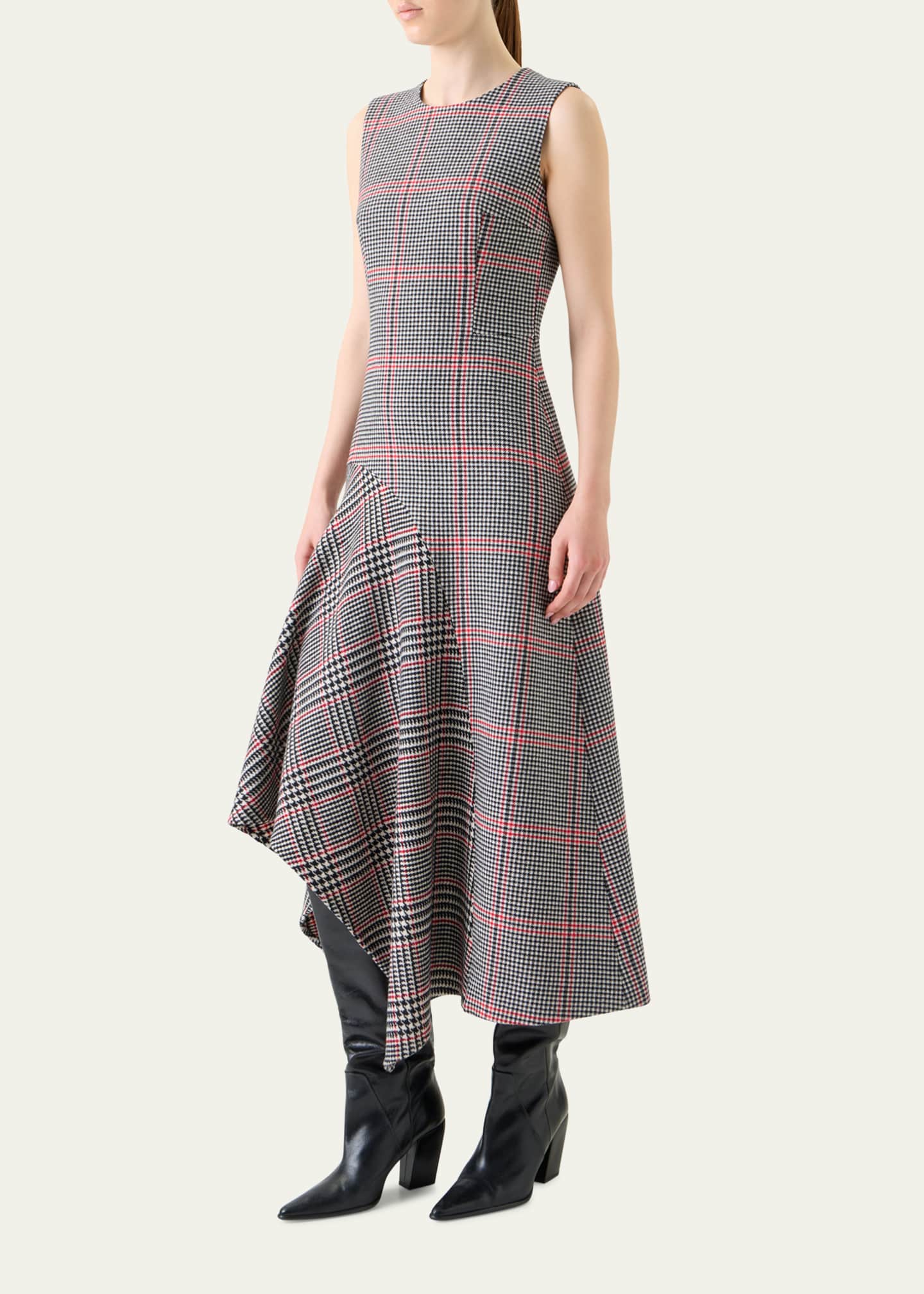 Akris punto Houndstooth Wool Fresco Midi Dress Image 4 of 5