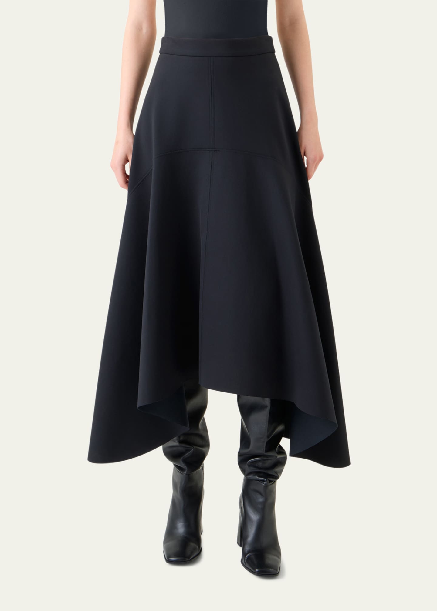 Akris punto Asymmetrical Neoprene Midi Skirt Image 2 of 5