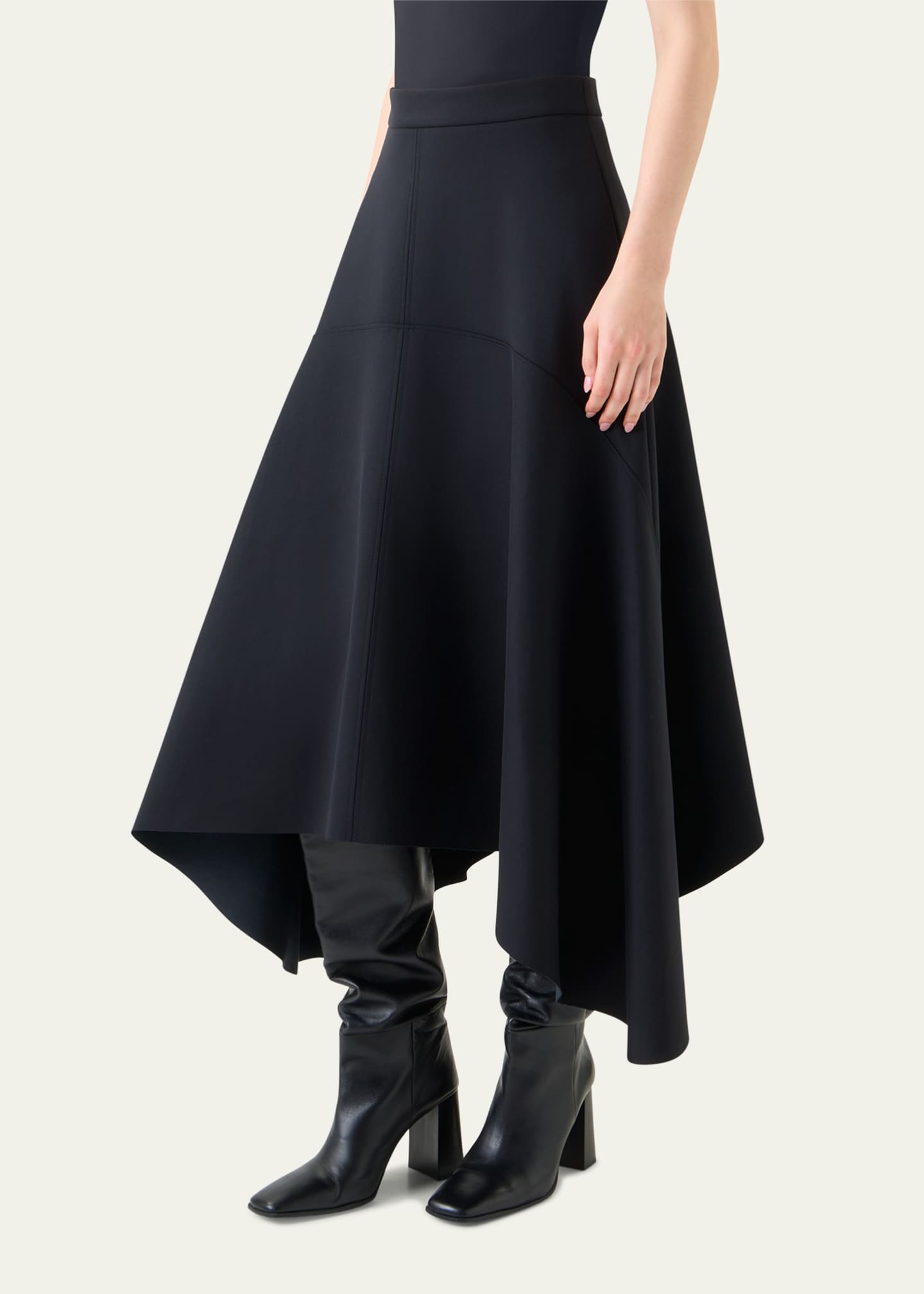 Akris punto Asymmetrical Neoprene Midi Skirt Image 4 of 5