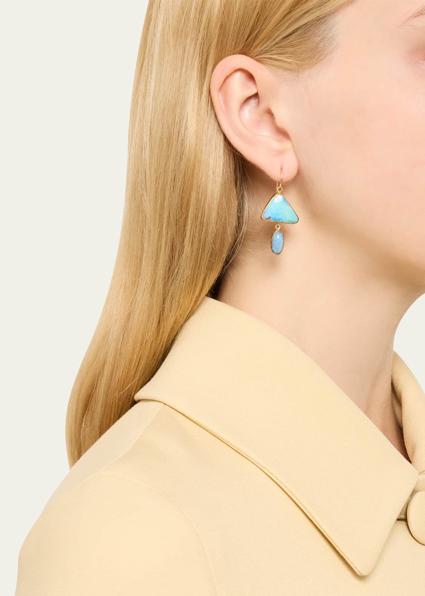 JUDY GEIB Triangular and Oval Blue Opal Drop Earrings Image 2 of 4