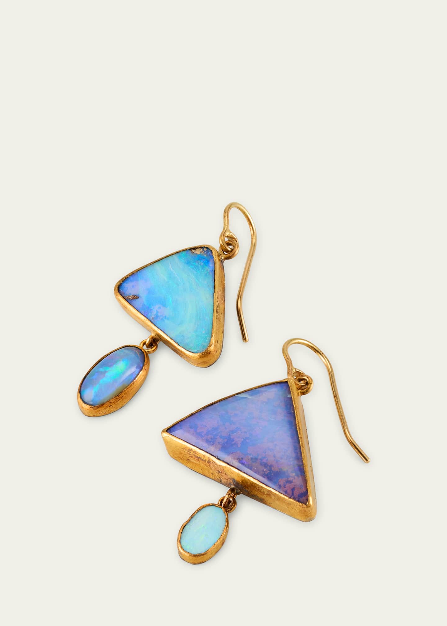JUDY GEIB Triangular and Oval Blue Opal Drop Earrings Image 3 of 4