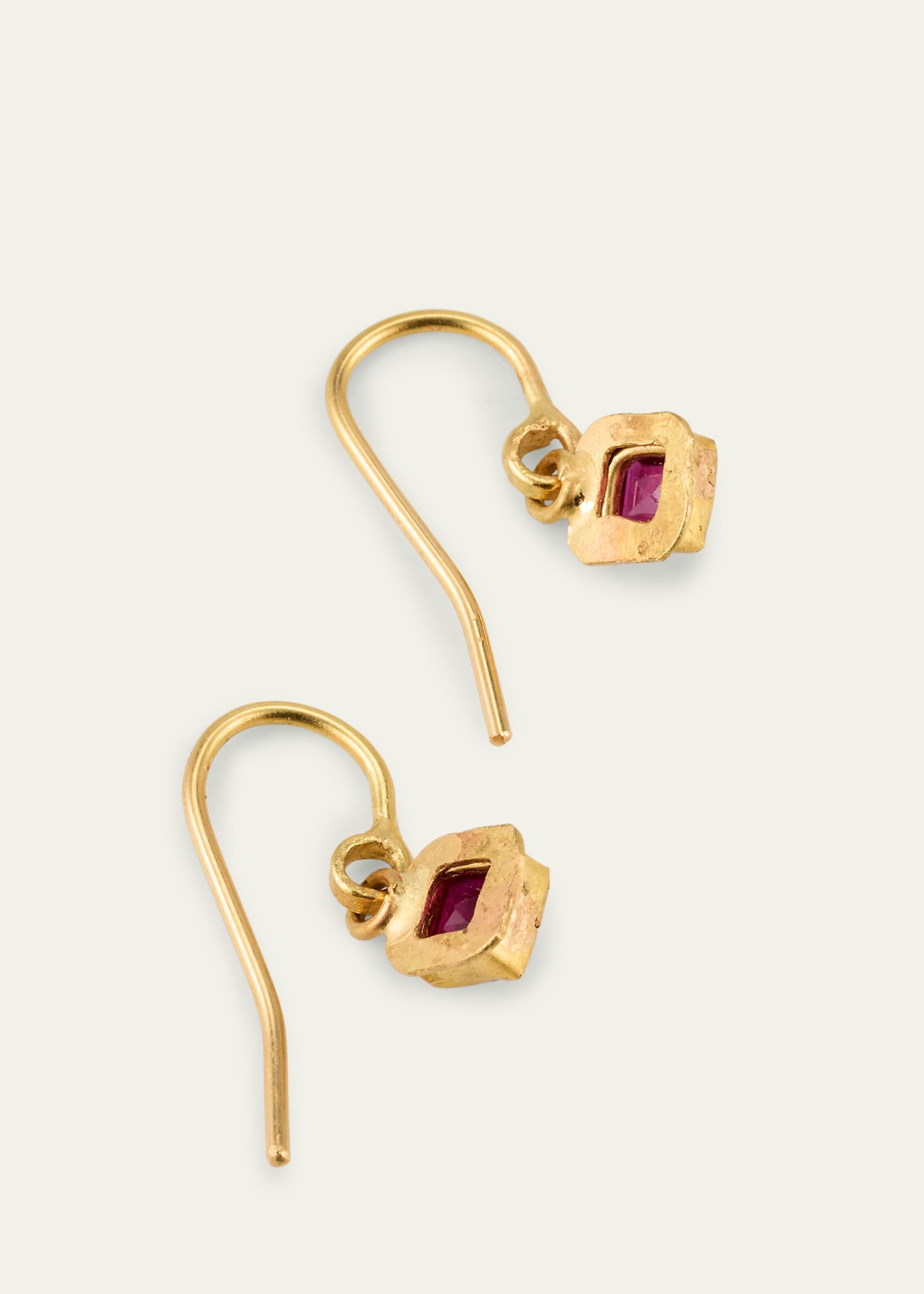 JUDY GEIB 18K Gold Simple Single Drop Ruby Earrings Image 4 of 4