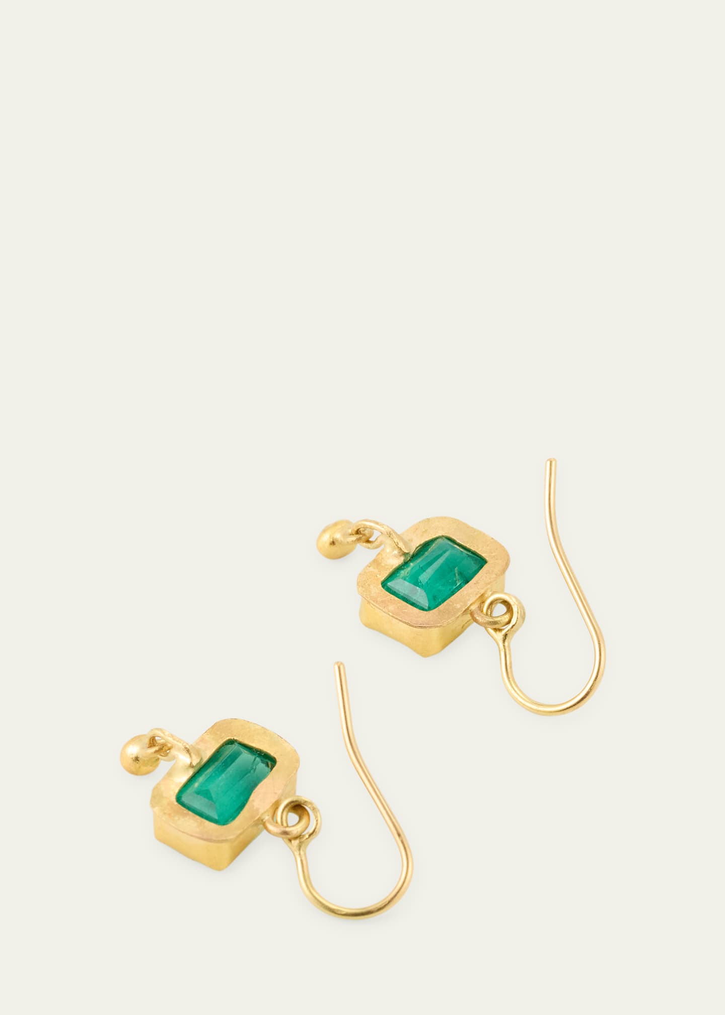 JUDY GEIB Rectangular Colombian Emerald Drop Earrings in 22K and 18K Yellow Gold Image 4 of 4