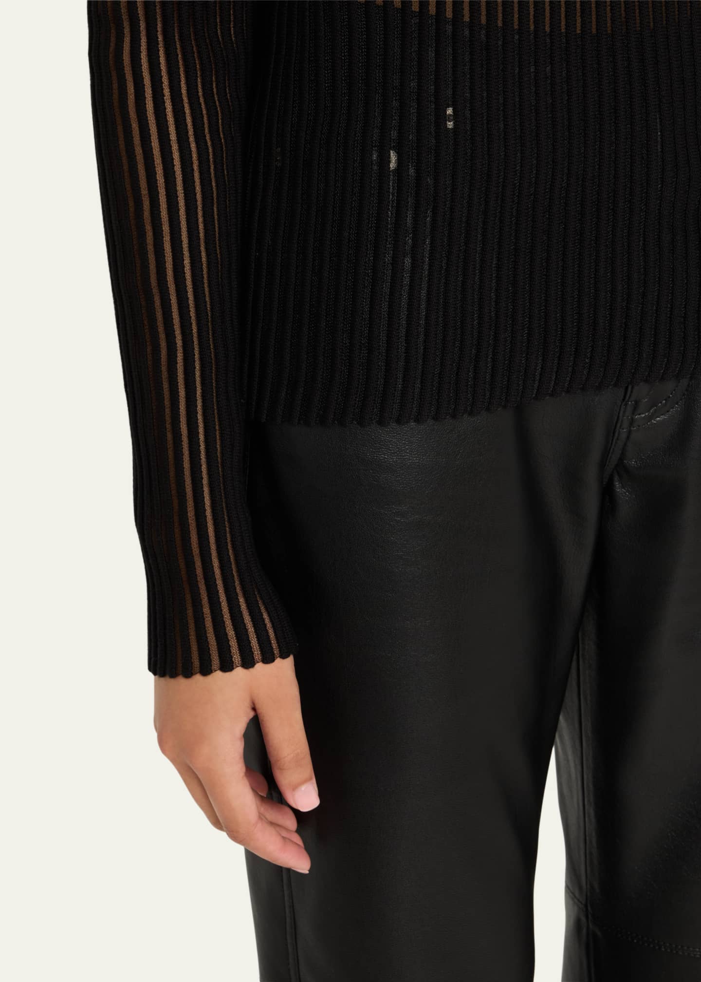 Sheer Stripe Crewneck Top