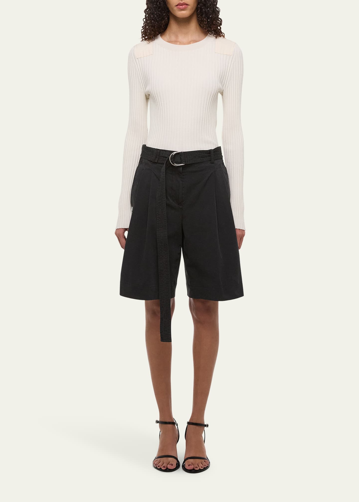 Helmut Lang Garment Dyed Double-Pleated Shorts - Bergdorf