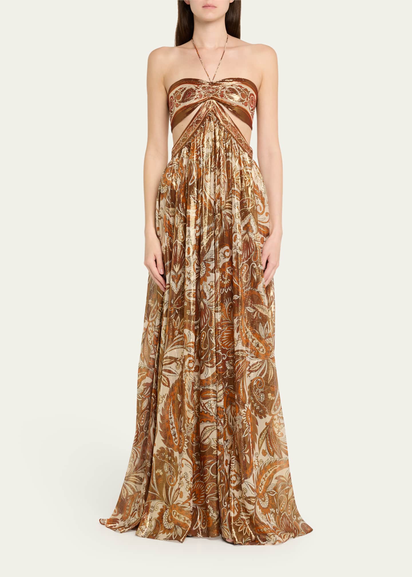 Retrofete Kimmy Halter Cut-Out Gown Image 2 of 5