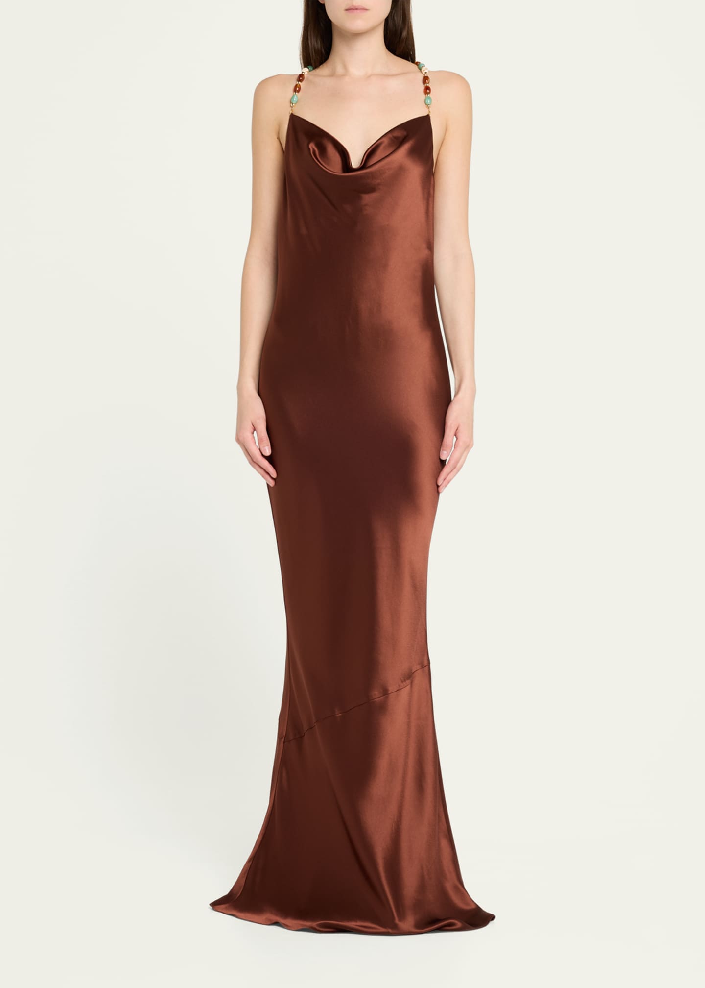Retrofete Finley Beaded Satin Slip Gown Image 2 of 5