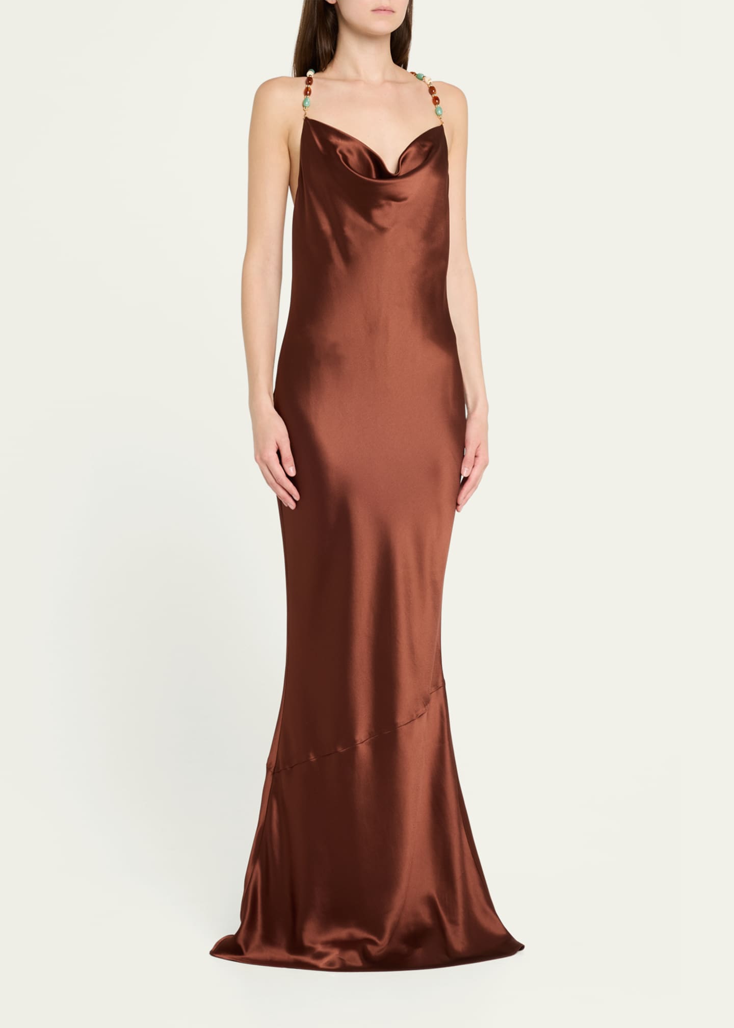 Retrofete Finley Beaded Satin Slip Gown Image 4 of 5