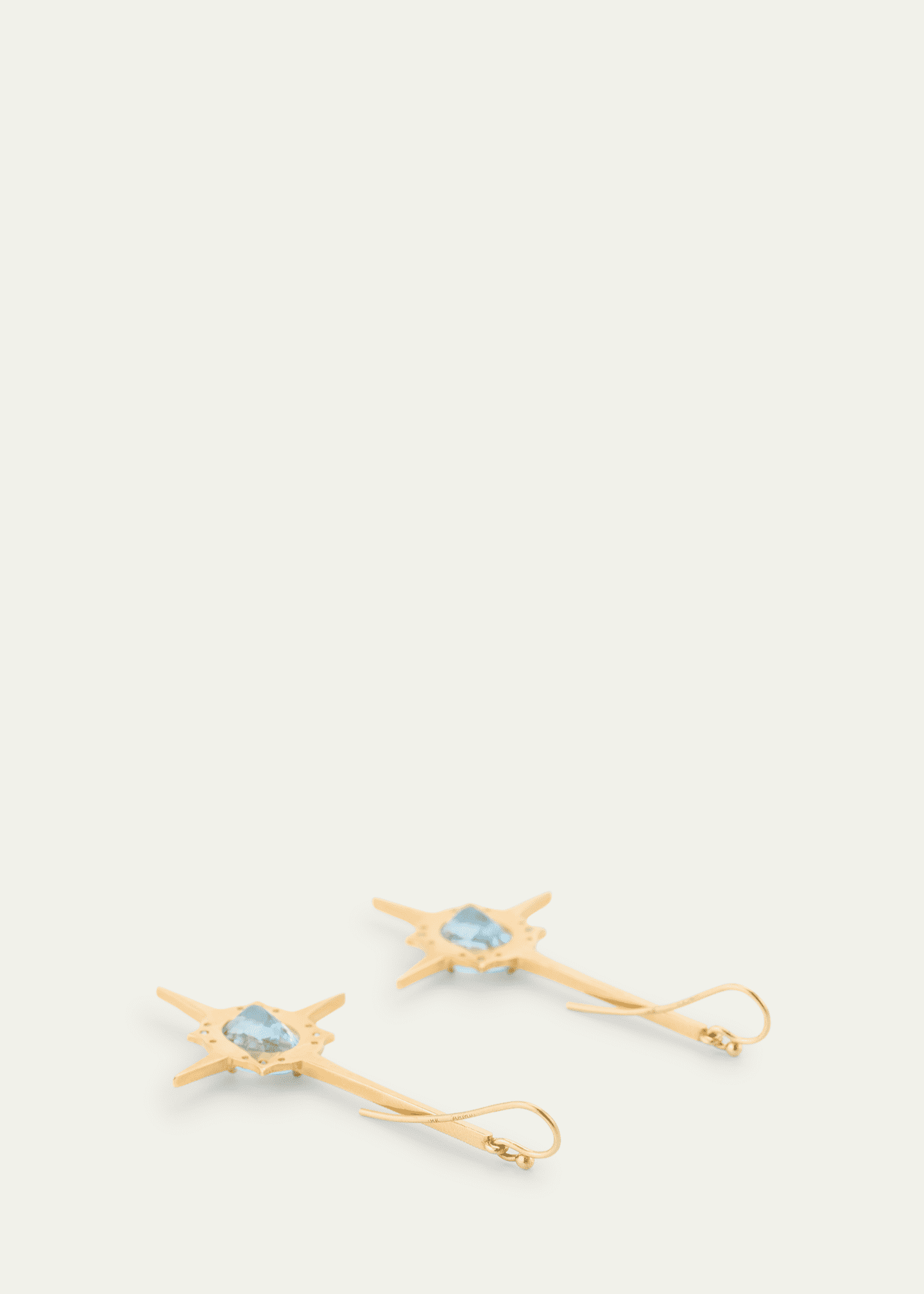 Arman Sarkisyan 18K Yellow Gold Oval Aquamarine Spike Earrings Image 4 of 4