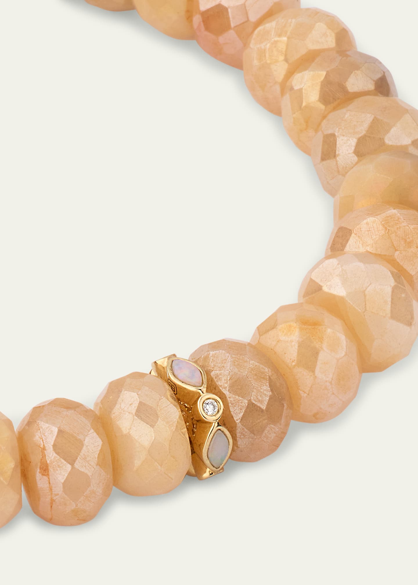 Sydney Evan 14K Pink Opal and Diamond Bezel 8mm Rondelle on Moonstone Bracelet Image 3 of 4