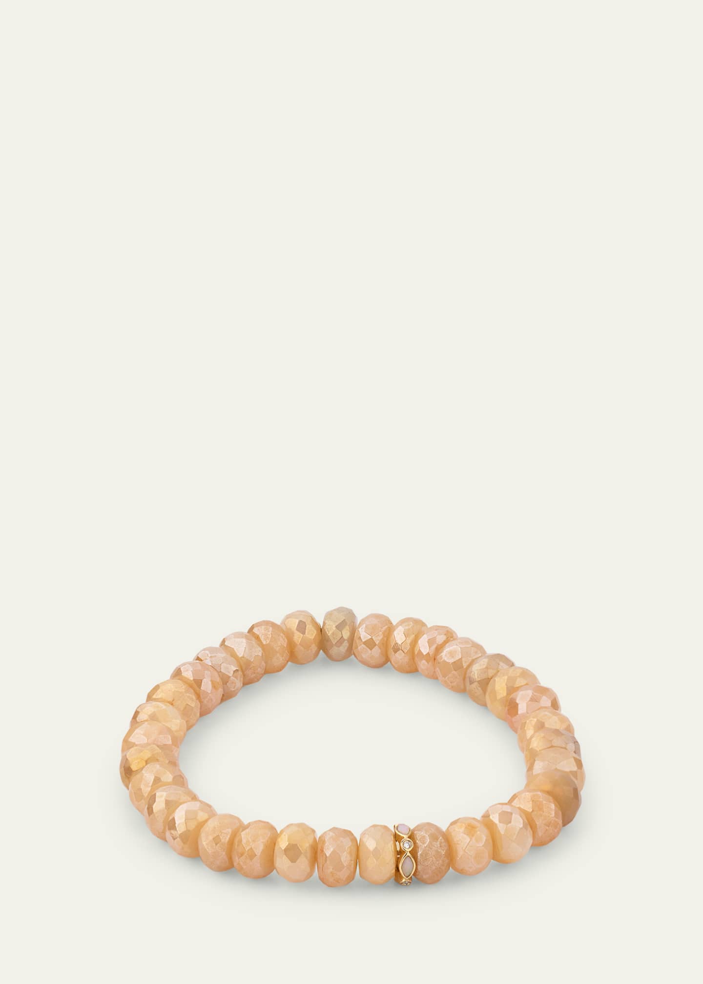 Sydney Evan 14K Pink Opal and Diamond Bezel 8mm Rondelle on Moonstone Bracelet Image 4 of 4