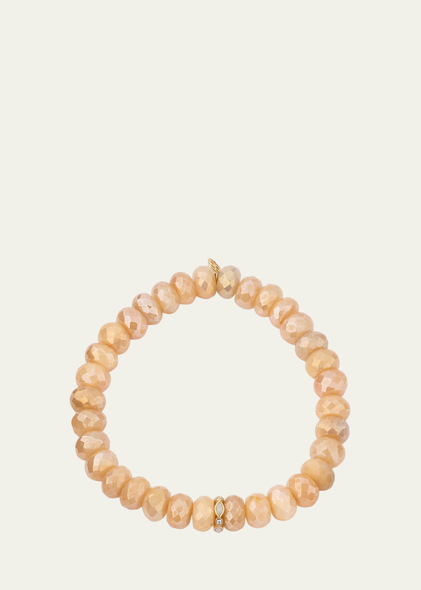 Sydney Evan 14K Pink Opal and Diamond Bezel 8mm Rondelle on Moonstone Bracelet Image 1 of 4