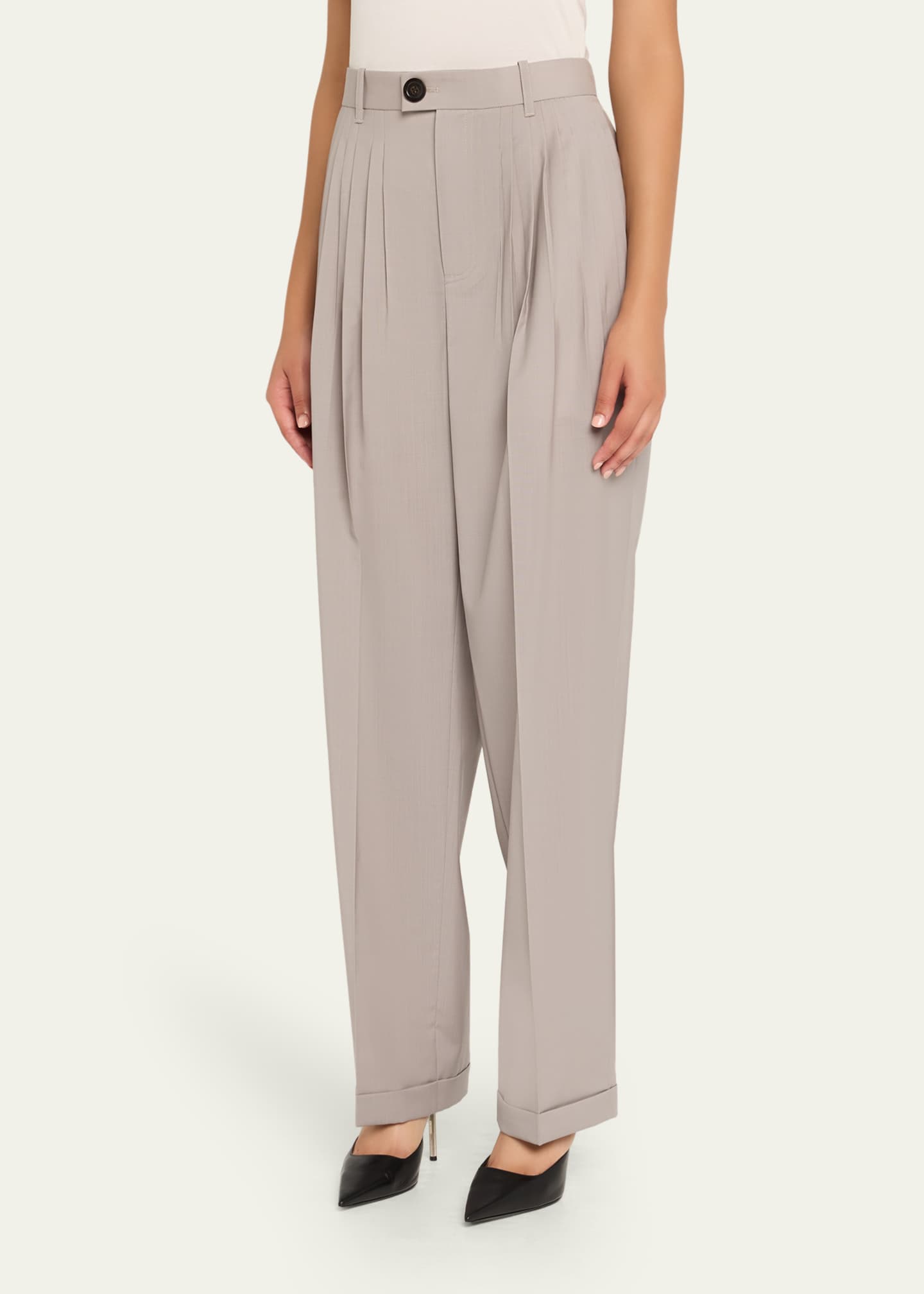 Peter Do Jade Pleated Straight-Leg Pants Image 4 of 5