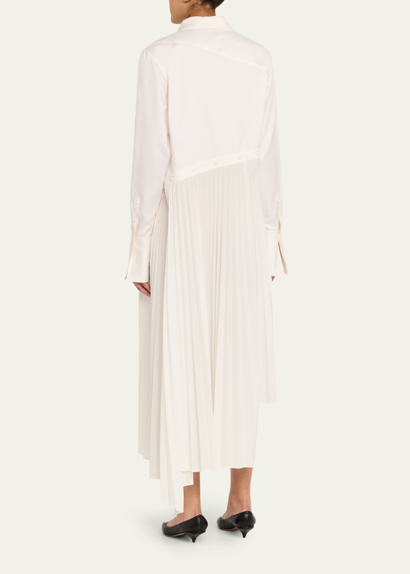 Peter Do Marlow Asymmetric Button-Down Pleated Maxi Shirtdress Image 3 of 5