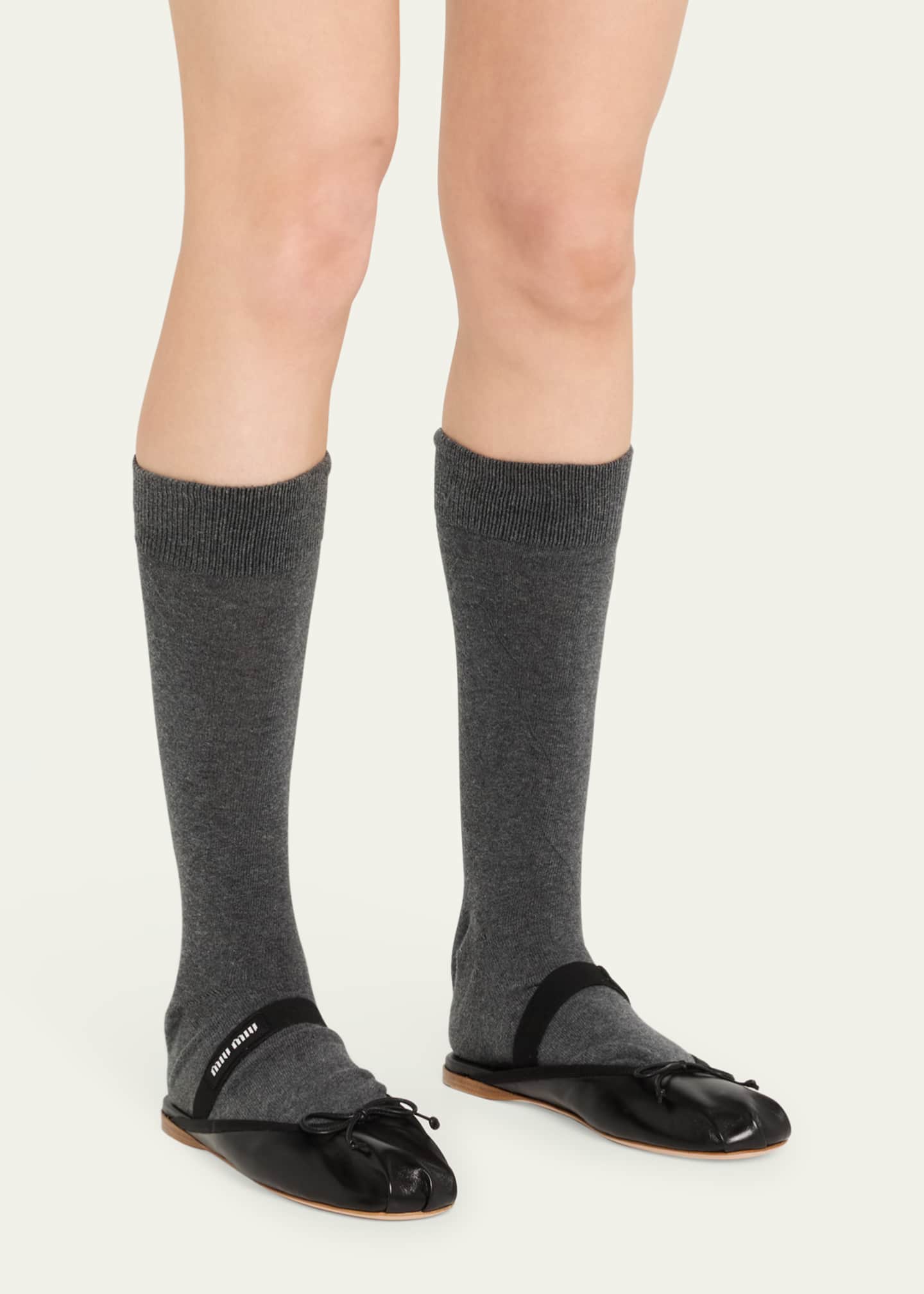 Miu Miu Leather Mary Jane Ballerina Mules Image 2 of 6