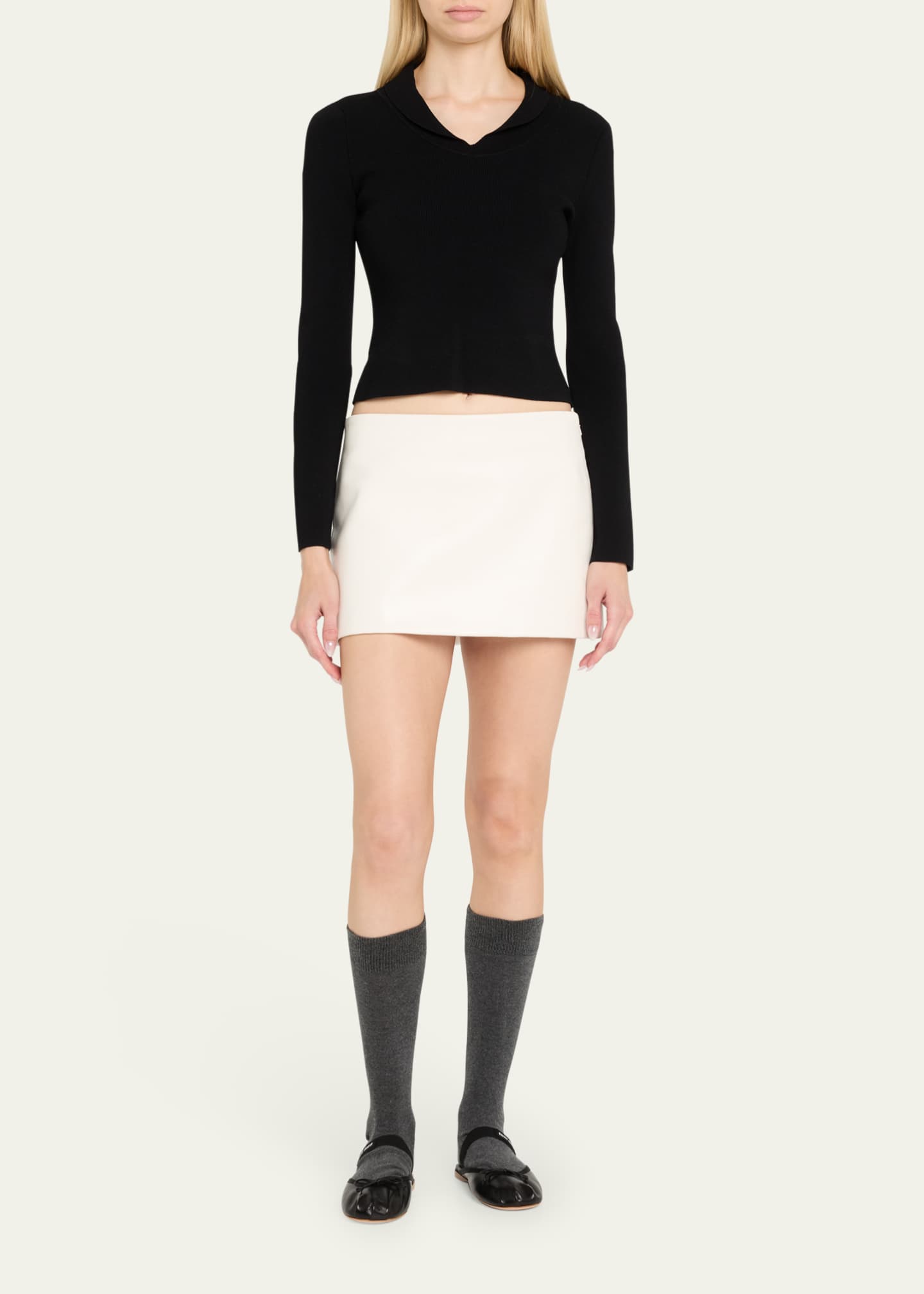 Miu Miu Leather Mary Jane Ballerina Mules Image 3 of 6