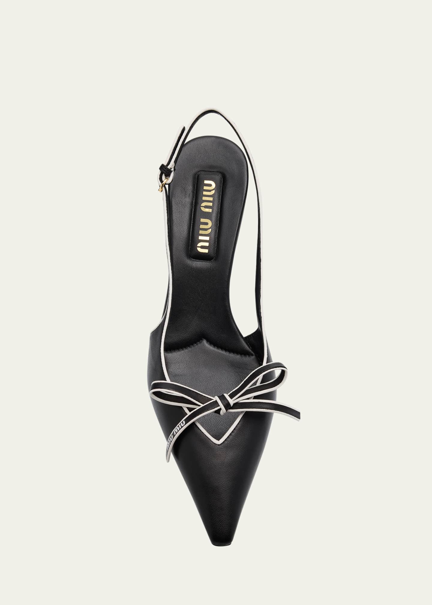 Miu Miu Nappa Leather Bow Slingback Pumps Image 6 of 6