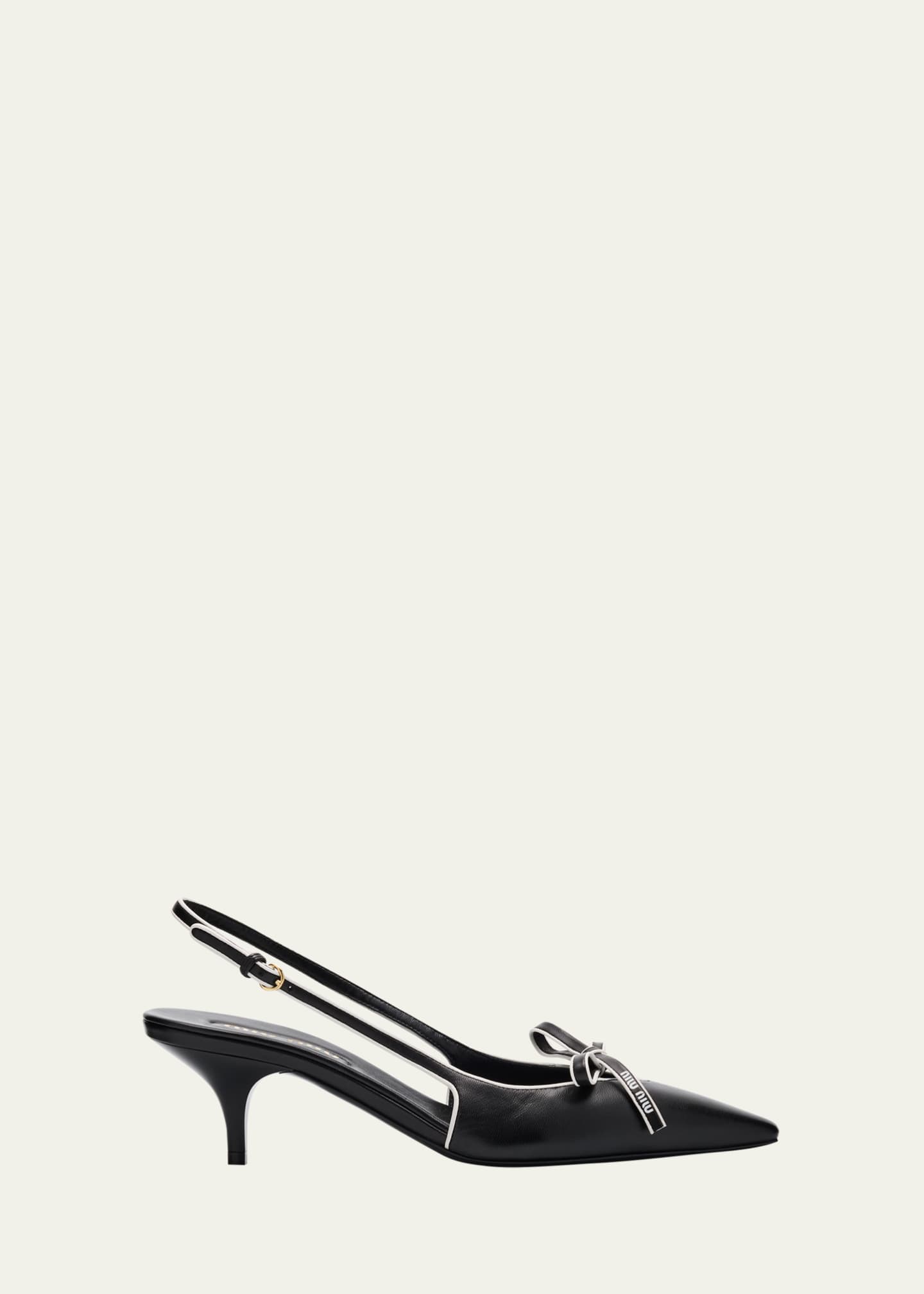 Miu Miu Nappa Leather Bow Slingback Pumps Image 1 of 6