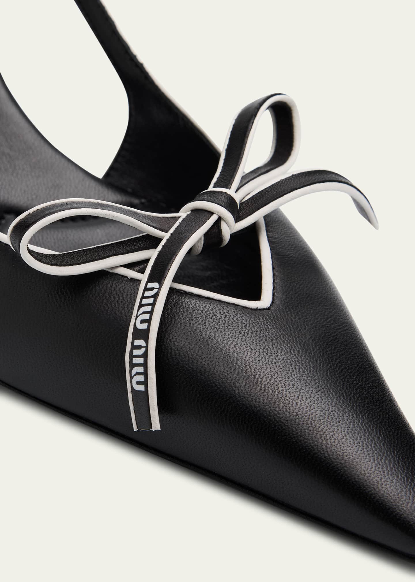 Miu Miu Nappa Leather Bow Slingback Pumps Image 5 of 6