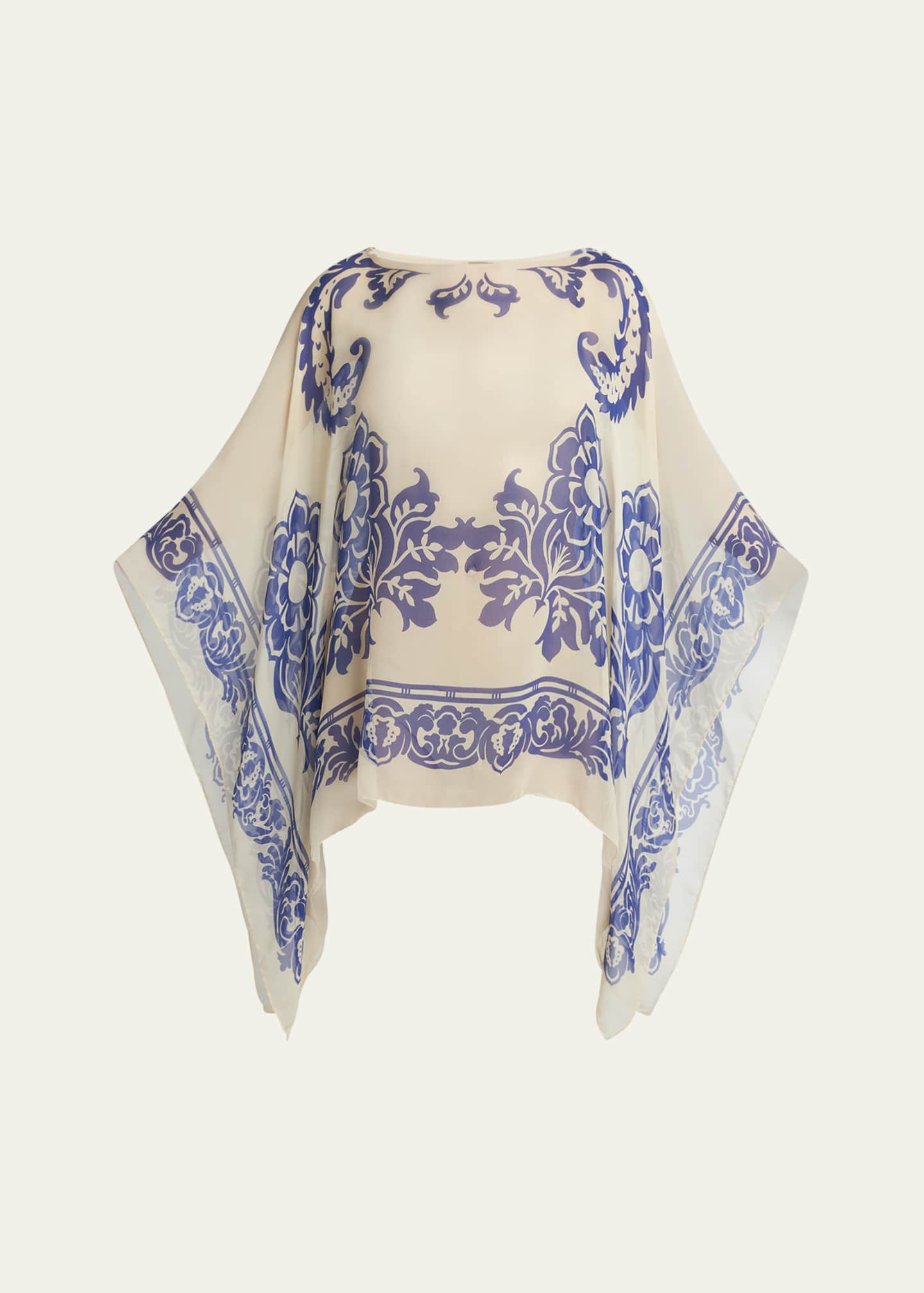 Etro Floral Printed Silk Poncho Image 1 of 5