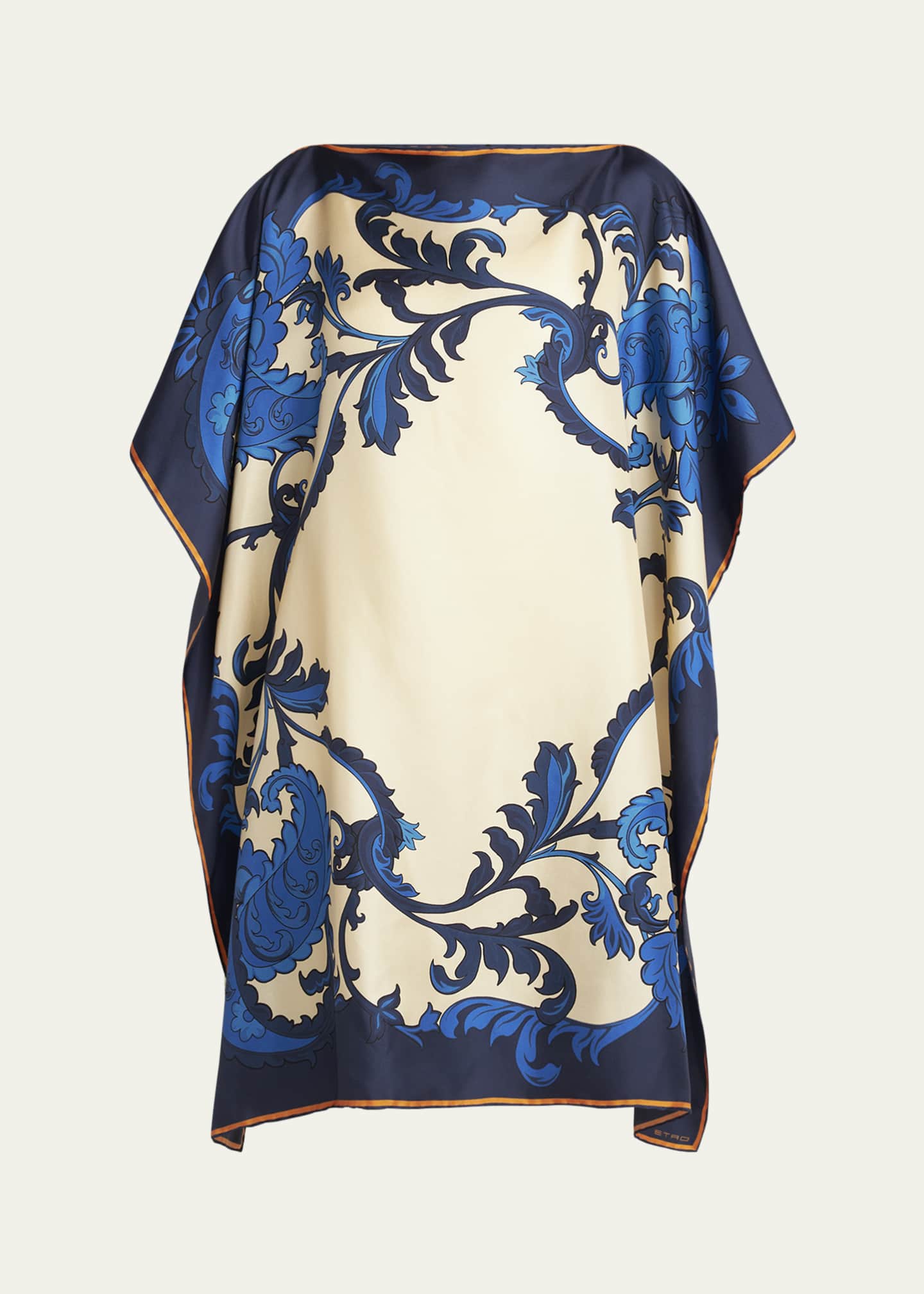 Etro Leaf-Print Silk Poncho Image 1 of 5