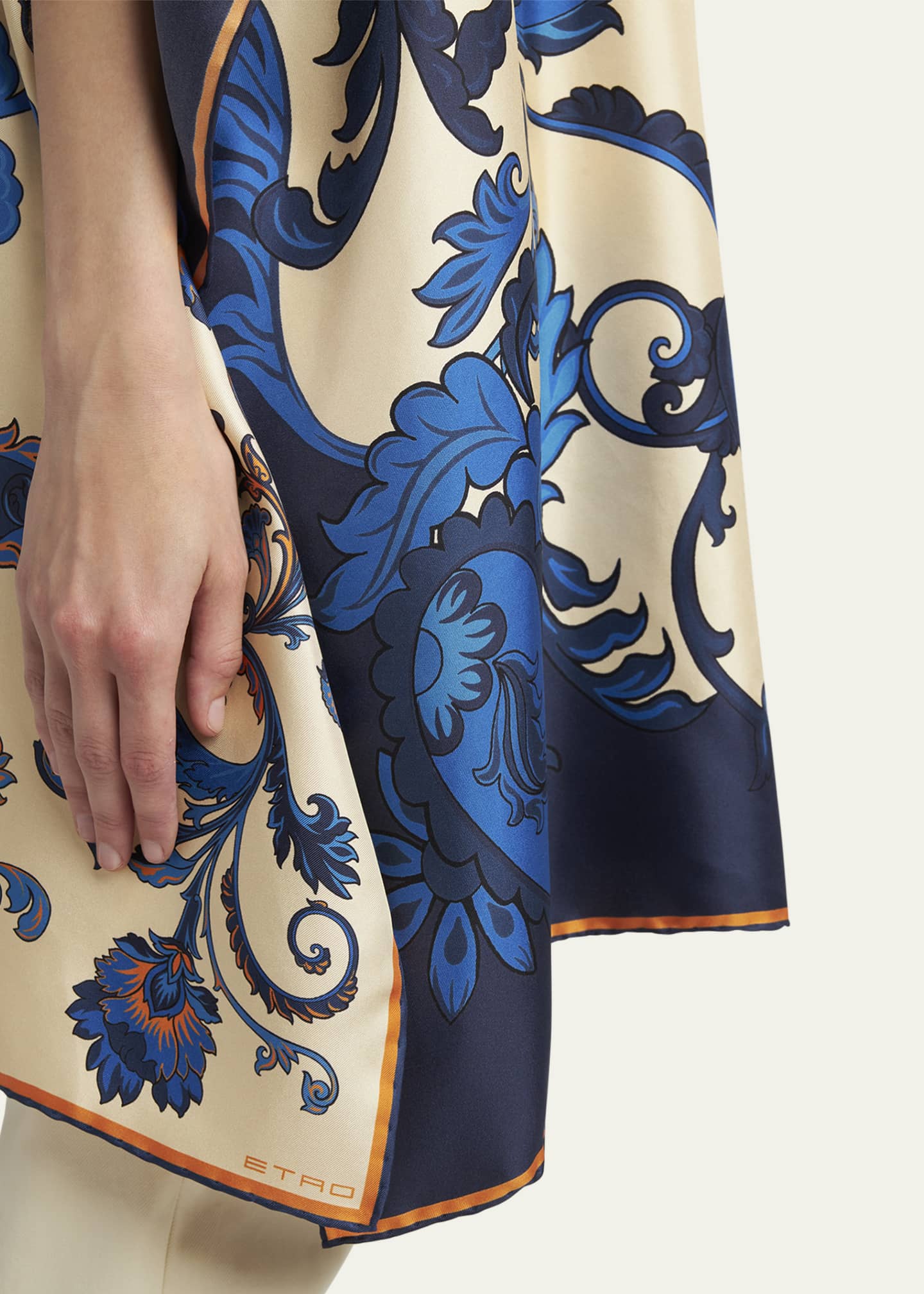 Etro Leaf-Print Silk Poncho Image 5 of 5