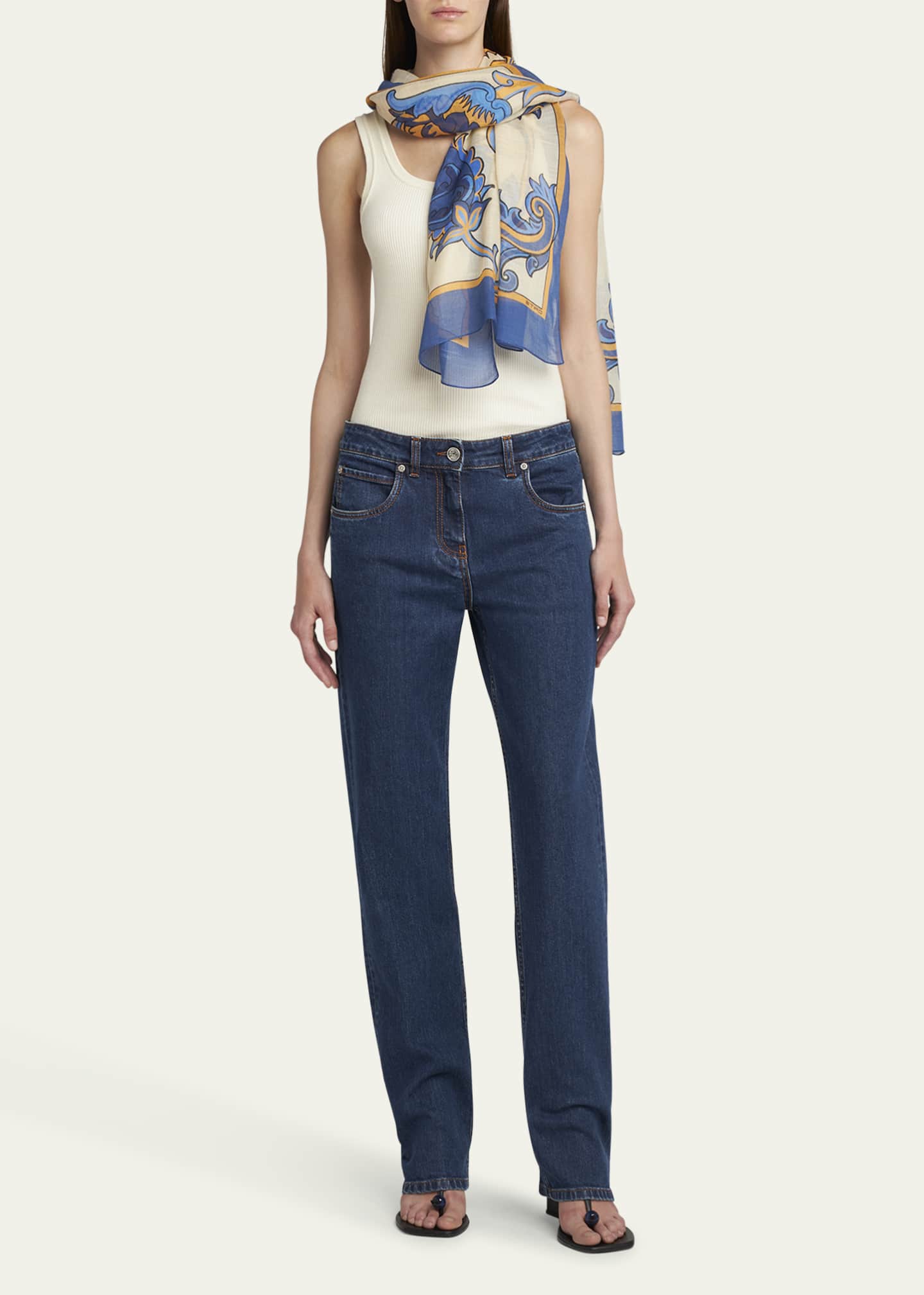 Etro Sheer Printed Modal-Blend Scarf Image 2 of 4