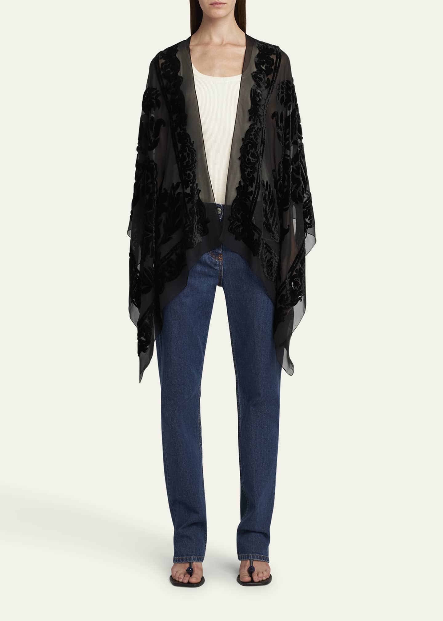 Etro Floral Velvet Sheer Cape Image 2 of 5