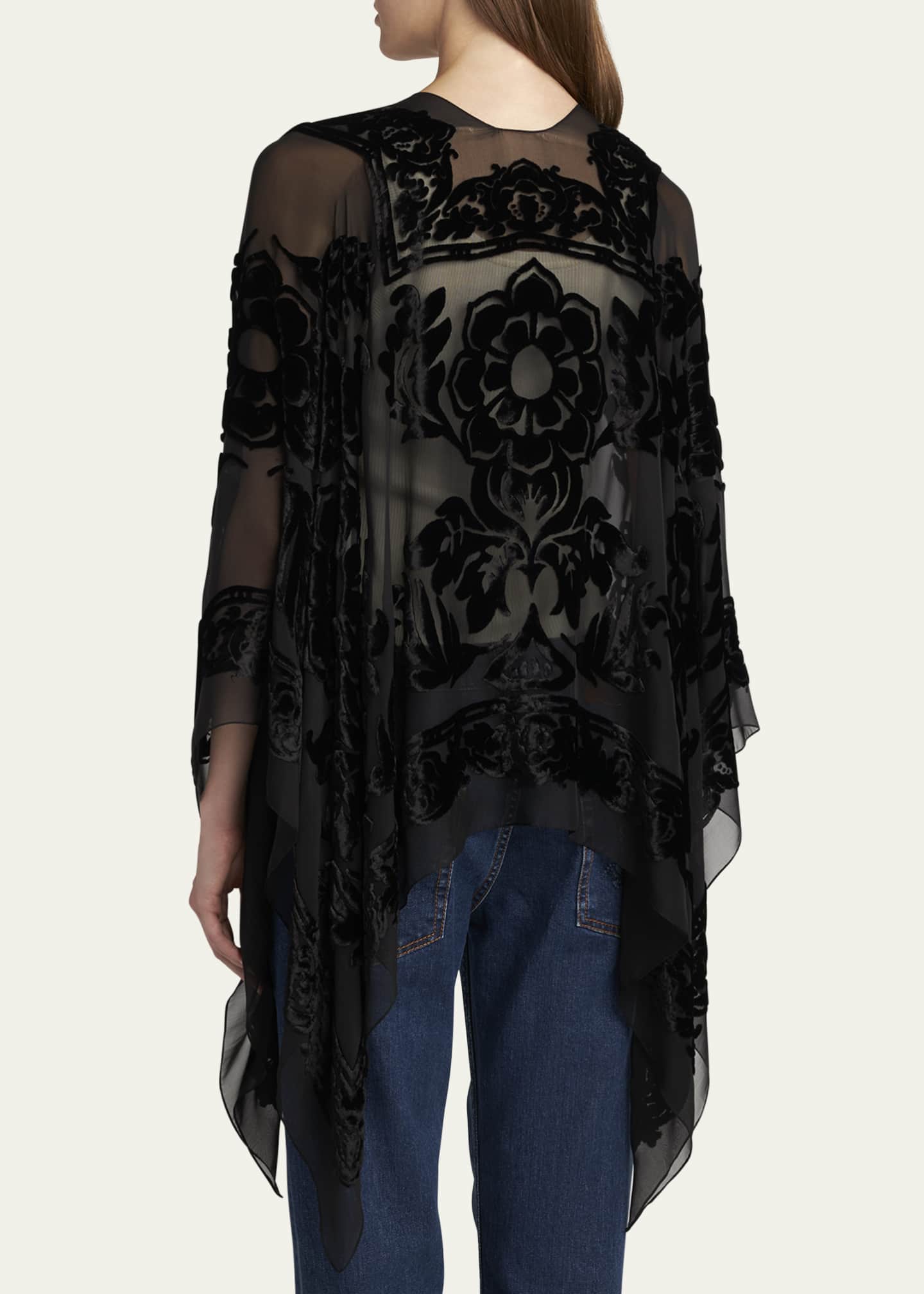 Etro Floral Velvet Sheer Cape Image 3 of 5