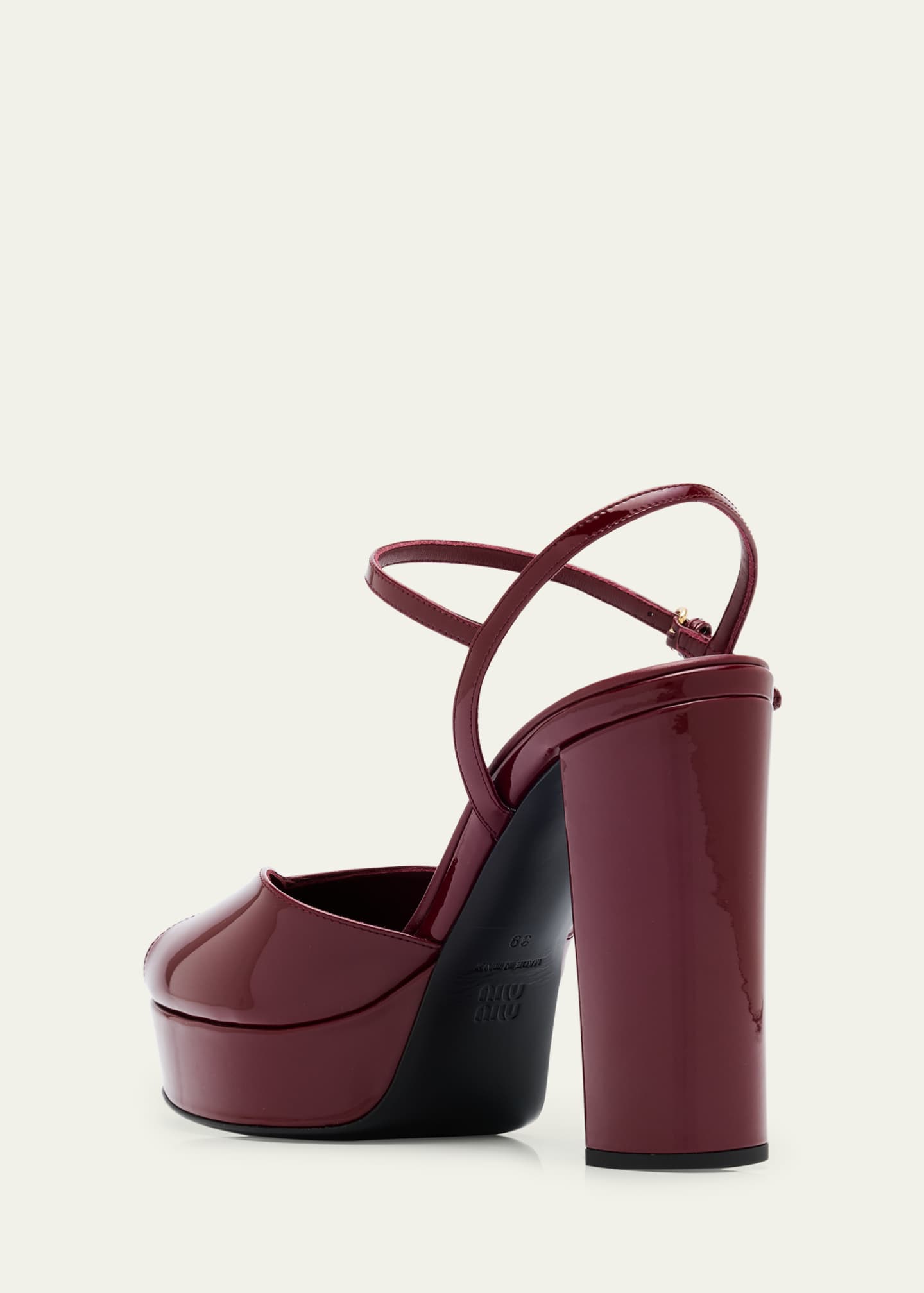 Miu Miu Patent Leather Block-Heel Platform Sandals Image 4 of 6