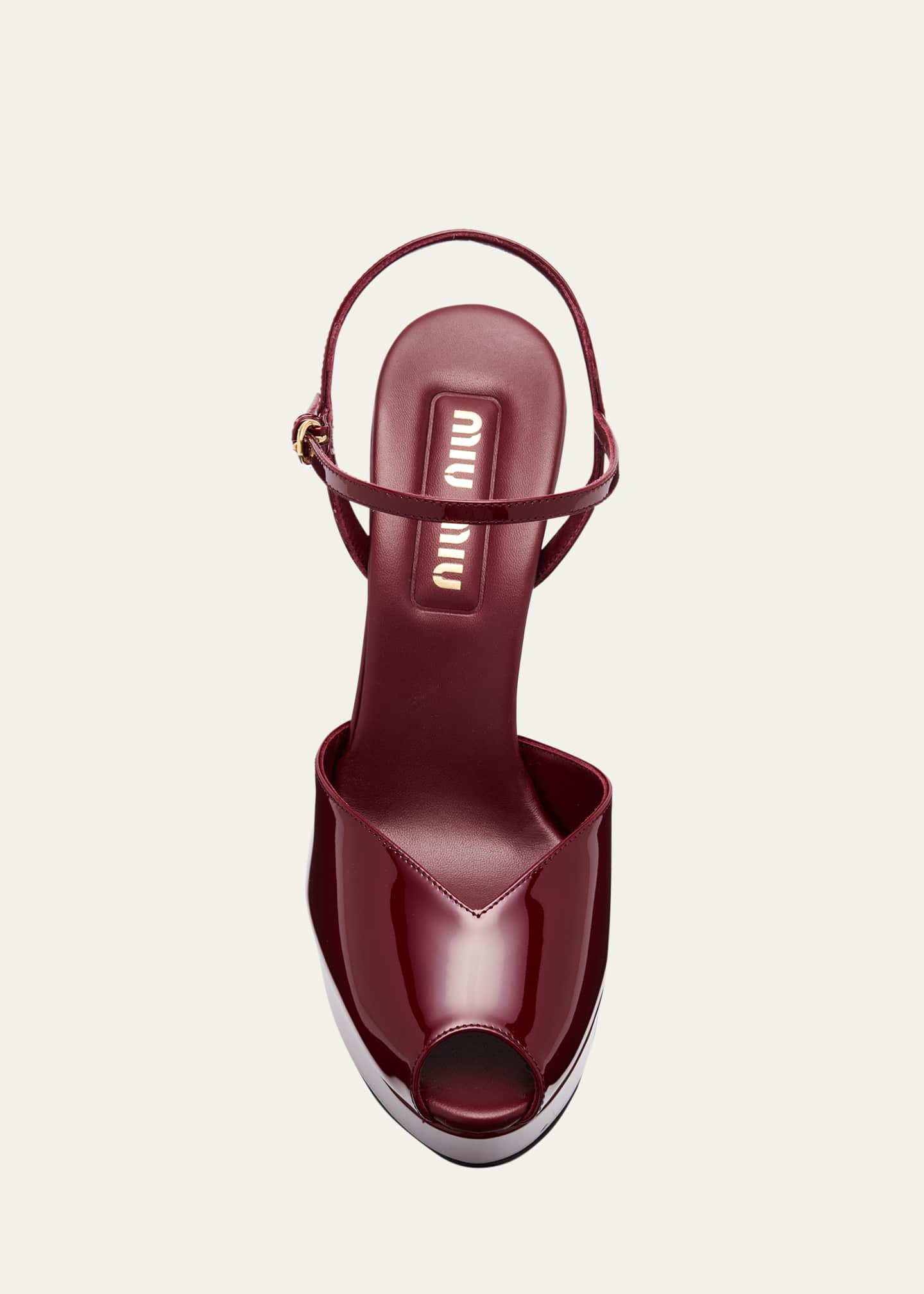 Miu Miu Patent Leather Block-Heel Platform Sandals Image 6 of 6