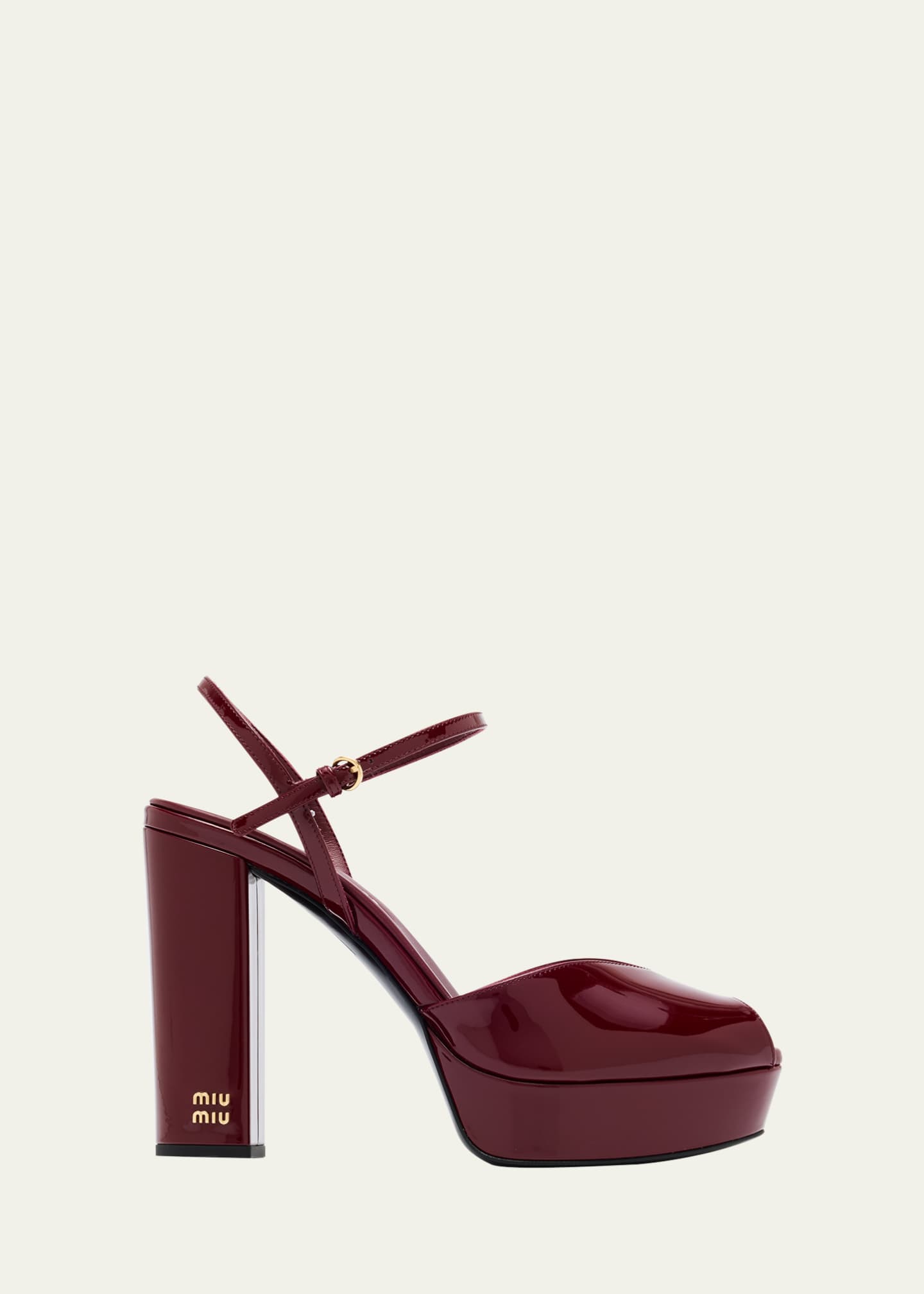 Miu Miu Patent Leather Block-Heel Platform Sandals Image 1 of 6