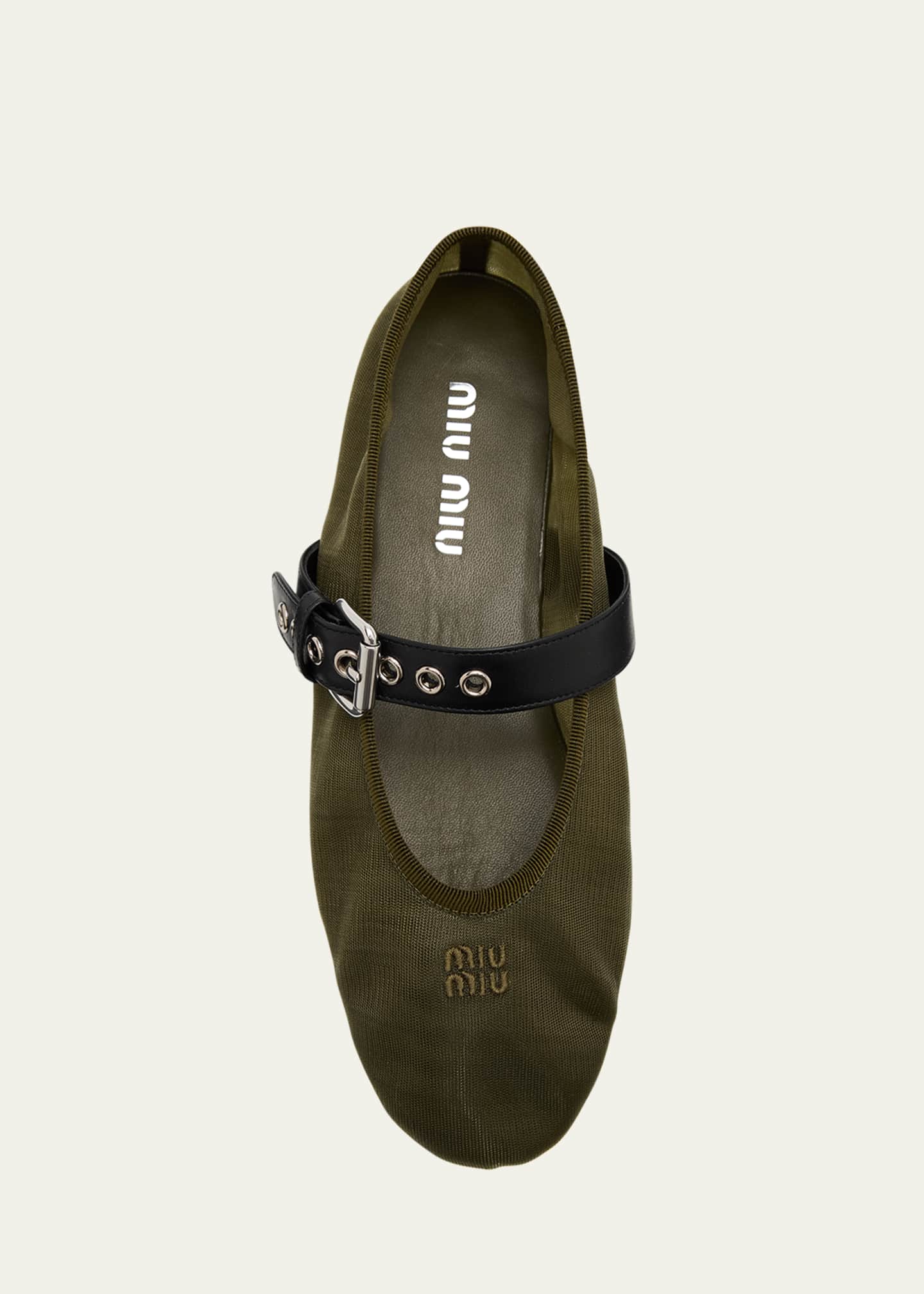 Miu Miu Mesh Buckle Mary-Jane Ballerina Flats Image 6 of 6