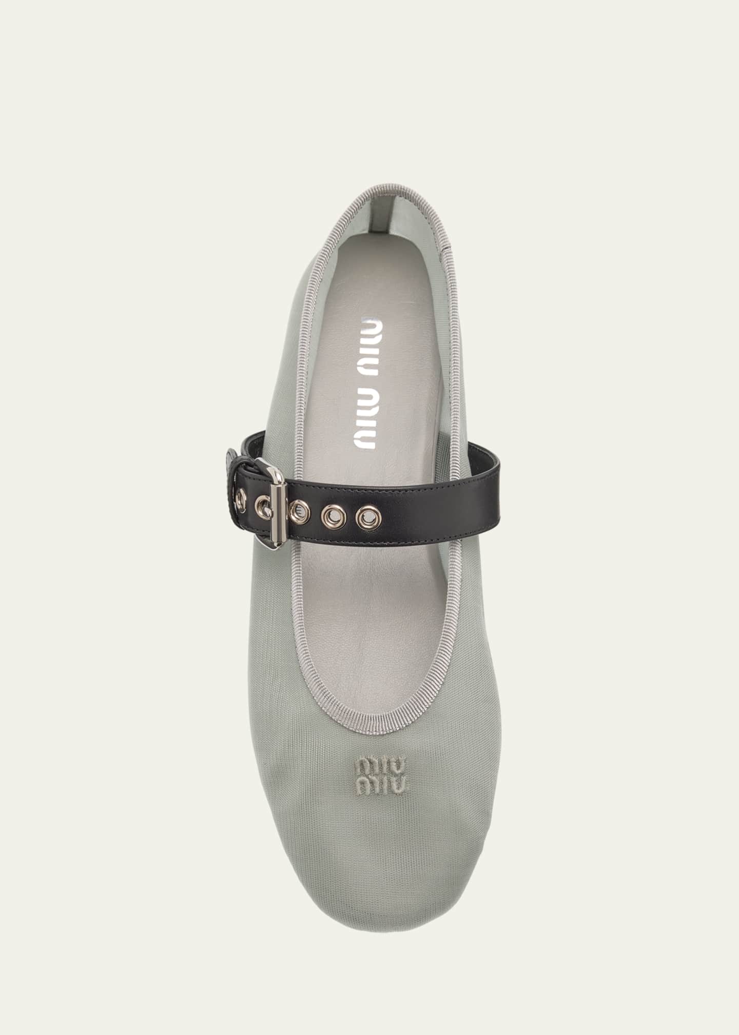 Miu Miu Mesh Buckle Mary-Jane Ballerina Flats Image 6 of 6