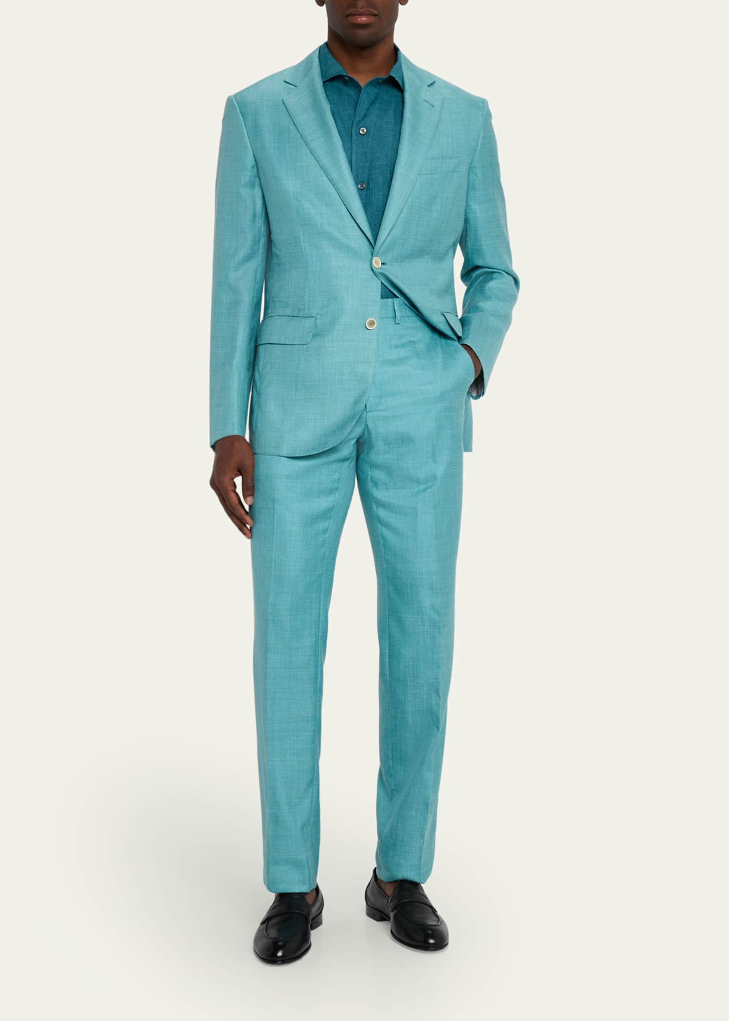 Brioni Men's WWX 80th Anniversary Lambda Flat-Front Trousers Image 2 of 5