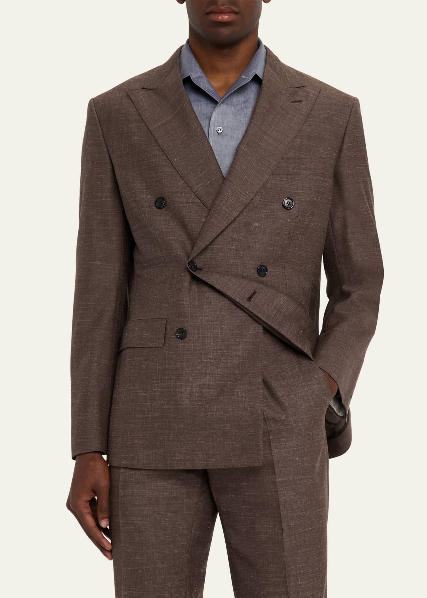 Brioni Men's WWX 80th Anniversary Plume Double-Breasted Sport Coat Image 4 of 8