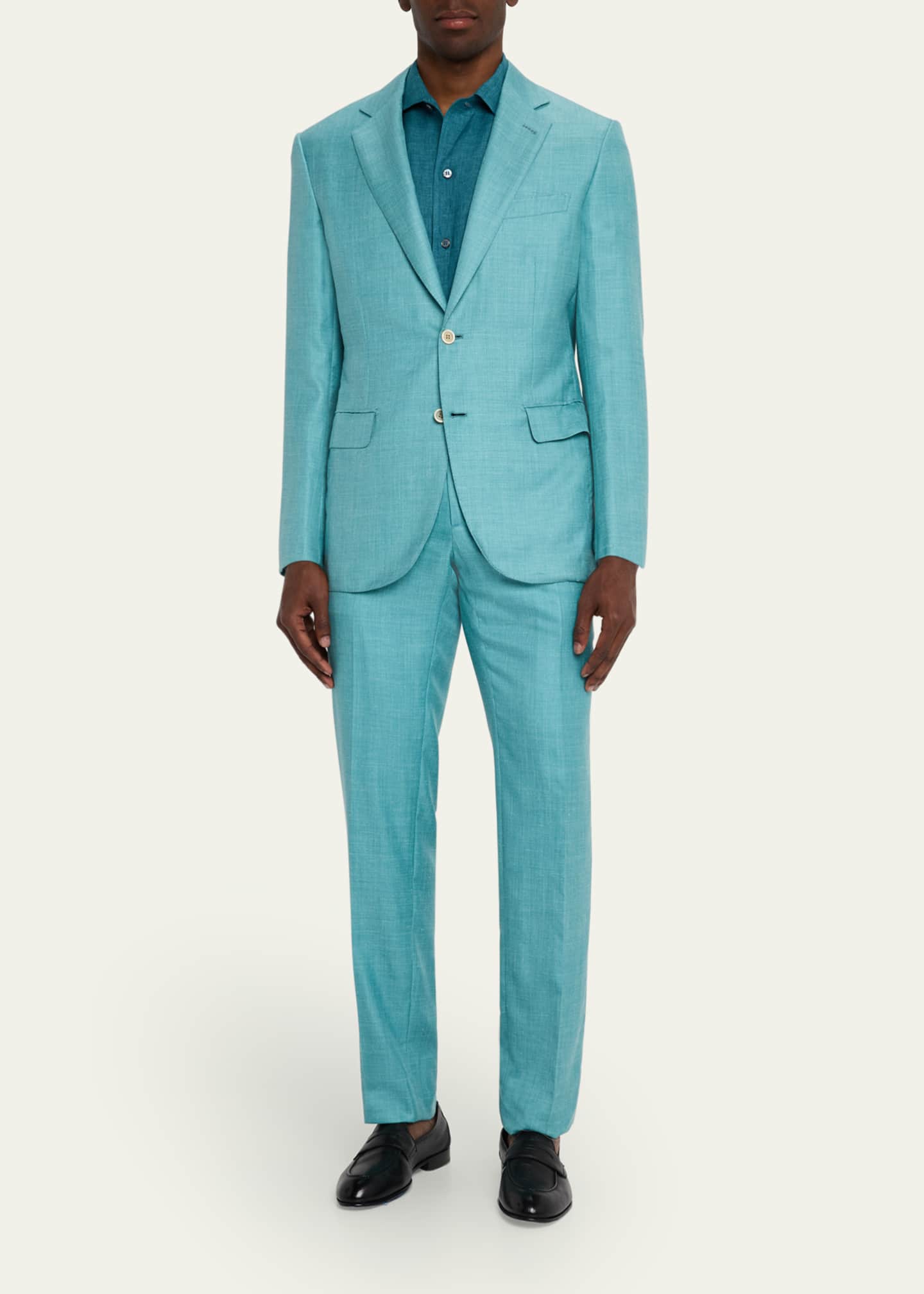 Brioni Men's Linen Short-Sleeve Shirt Image 2 of 5