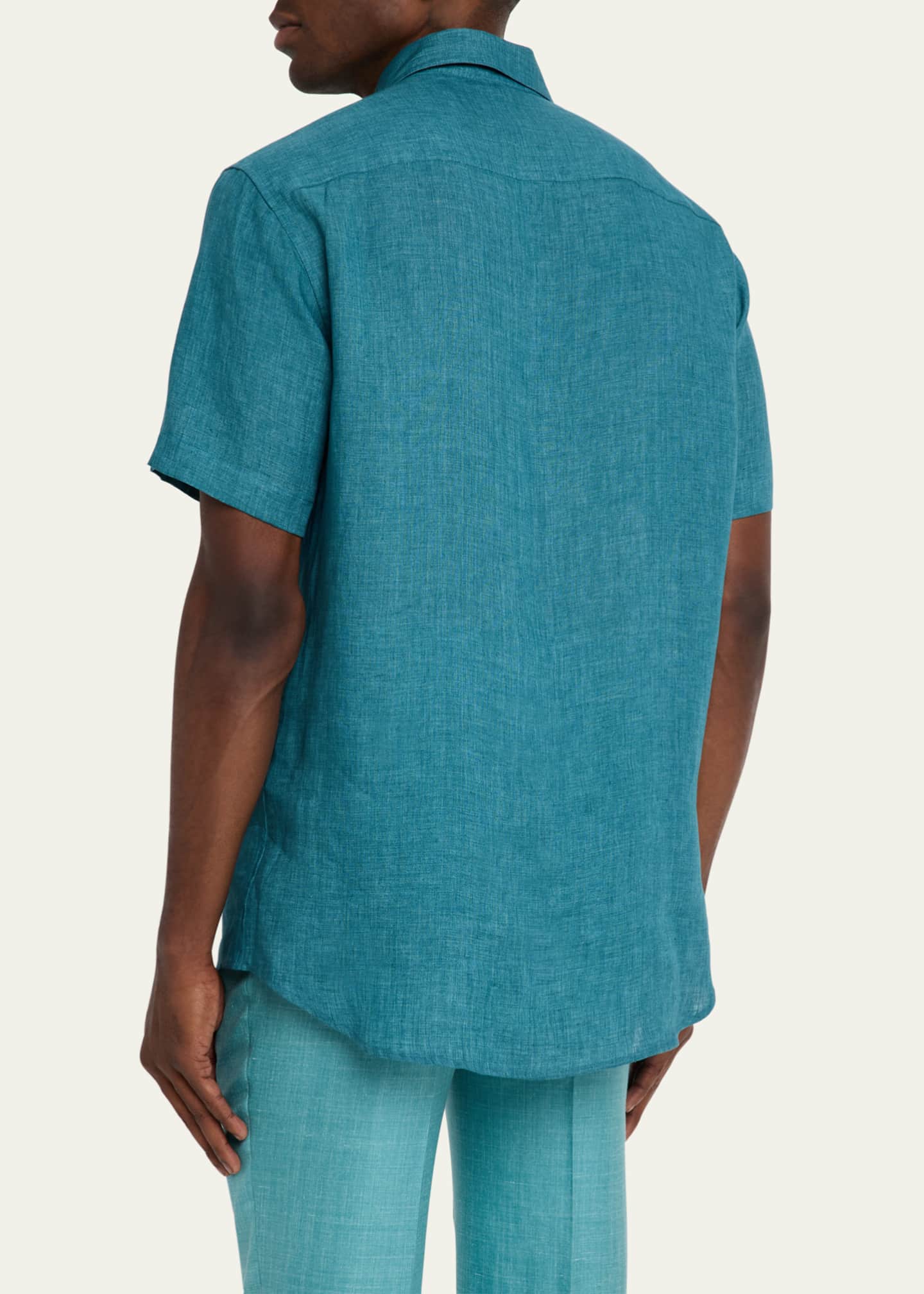 Brioni Men's Linen Short-Sleeve Shirt Image 3 of 5