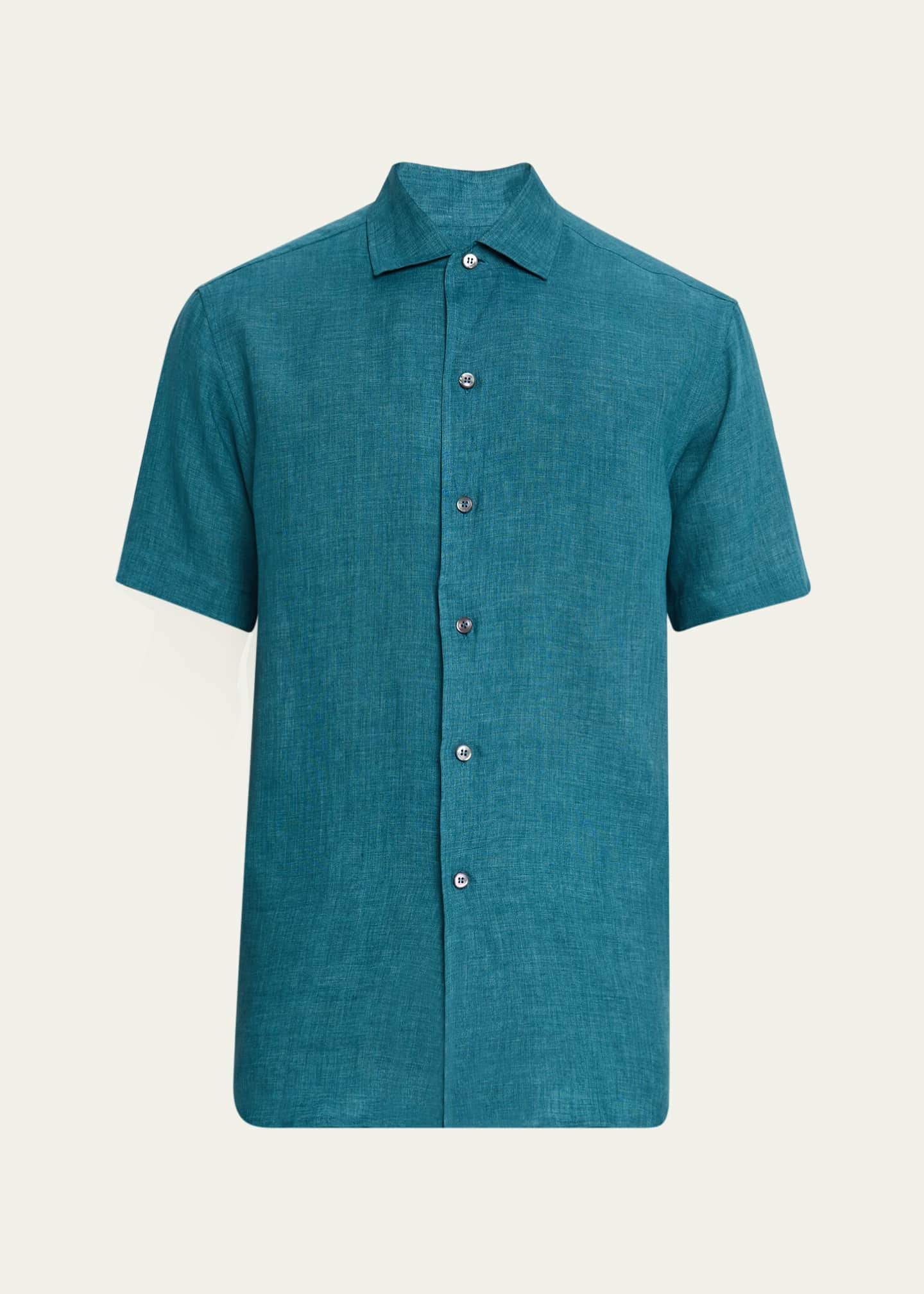 Brioni Men's Linen Short-Sleeve Shirt Image 1 of 5