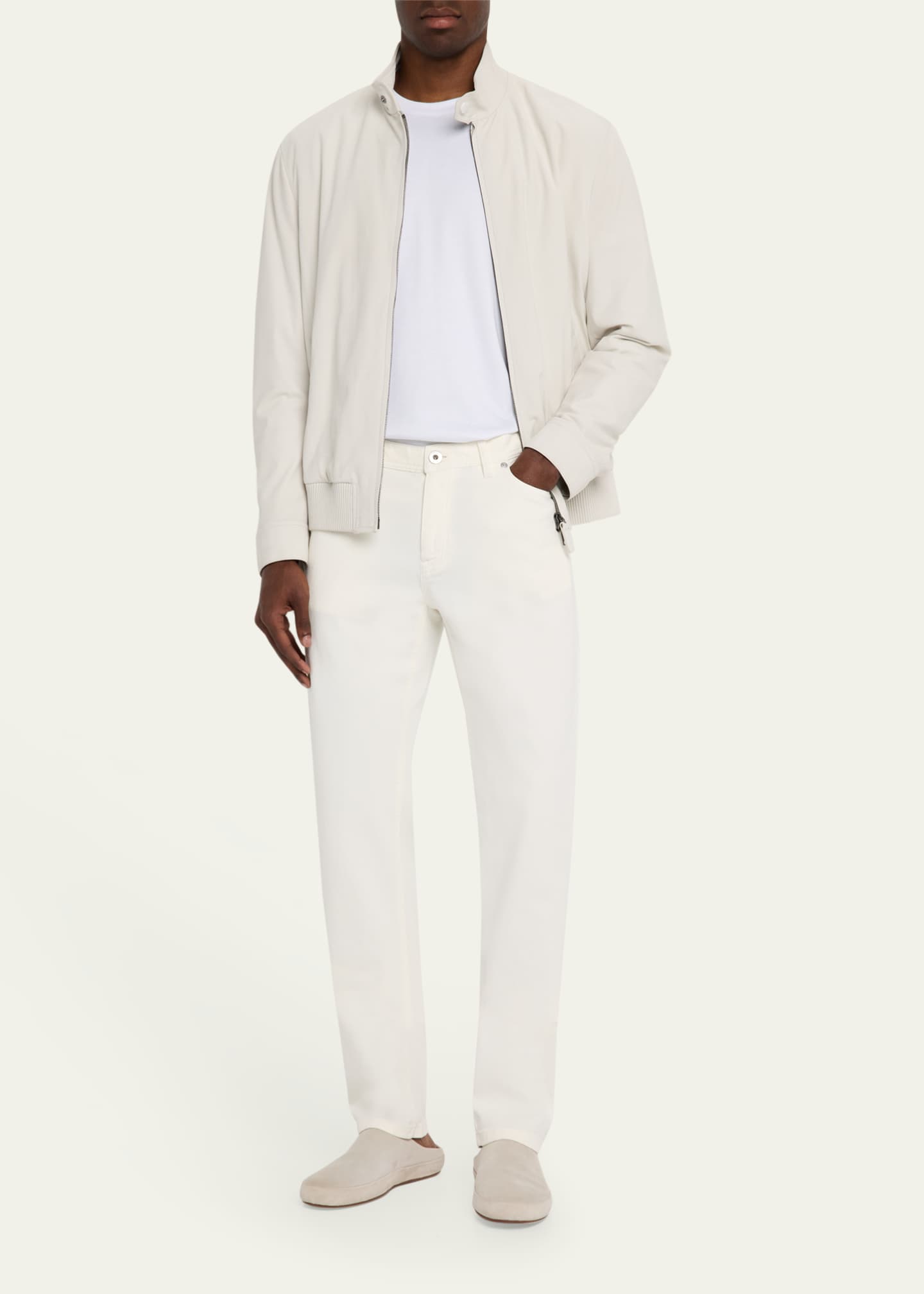 Brioni Men's Nubuck Leather Full-Zip Blouson Image 2 of 5