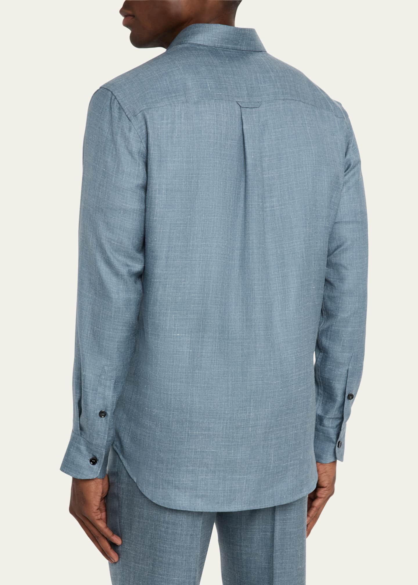 Brioni Men's Silk, Cashmere and Linen Military Shirt