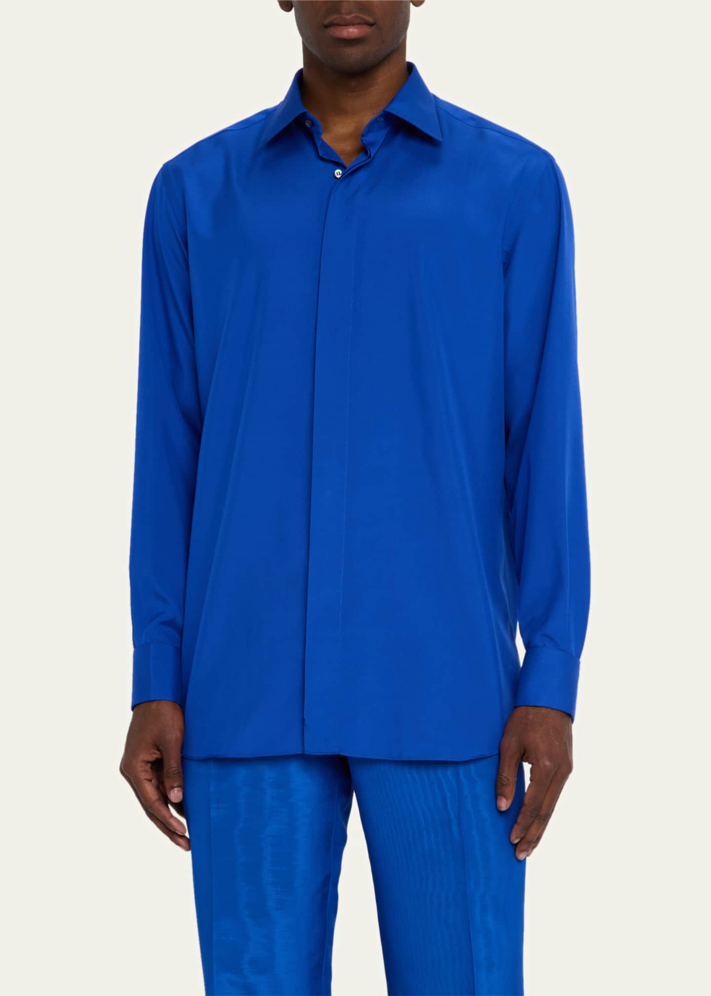Brioni Men's WWX 80th Anniversary Silk Covered-Placket Sport Shirt Image 3 of 4