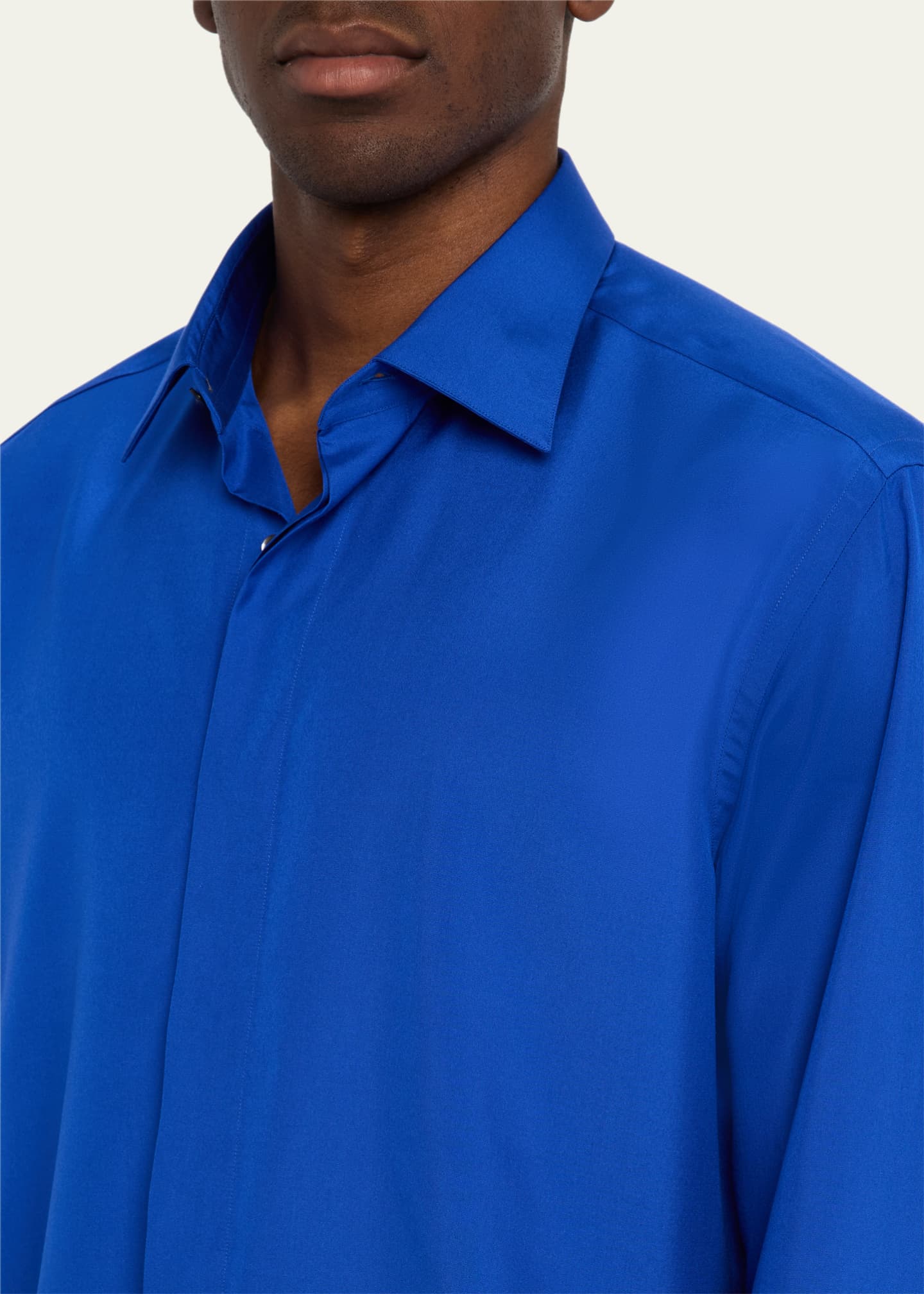 Brioni Men's WWX 80th Anniversary Silk Covered-Placket Sport Shirt Image 4 of 4