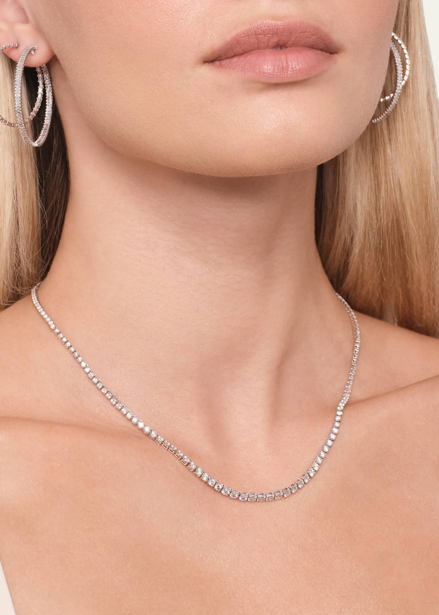Lana 14K White Gold Flawless Graduating Diamond Tennis Necklace, 17"L Image 2 of 2