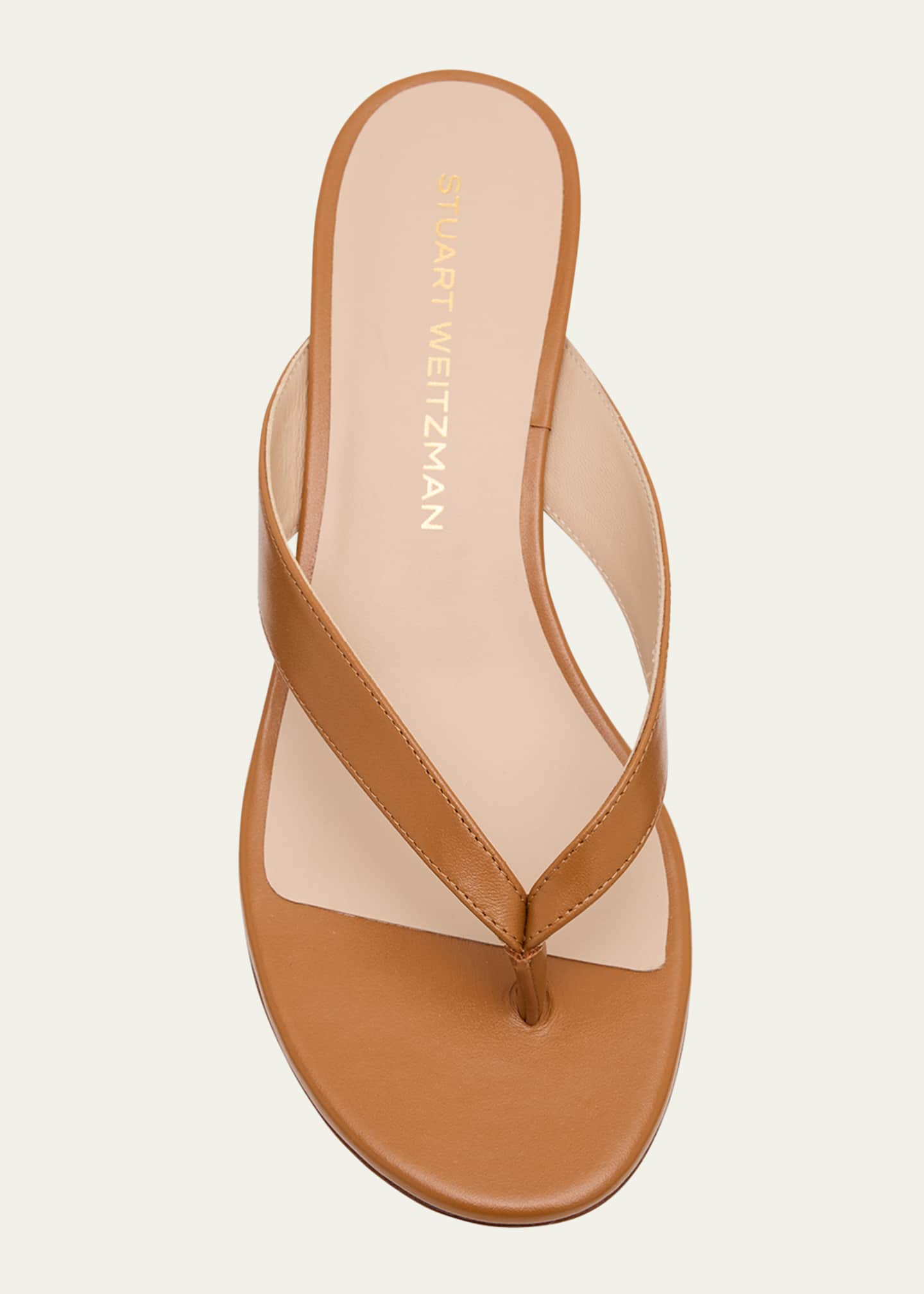 Stuart Weitzman Rio Leather Kitten-Heel Thong Sandals Image 6 of 6