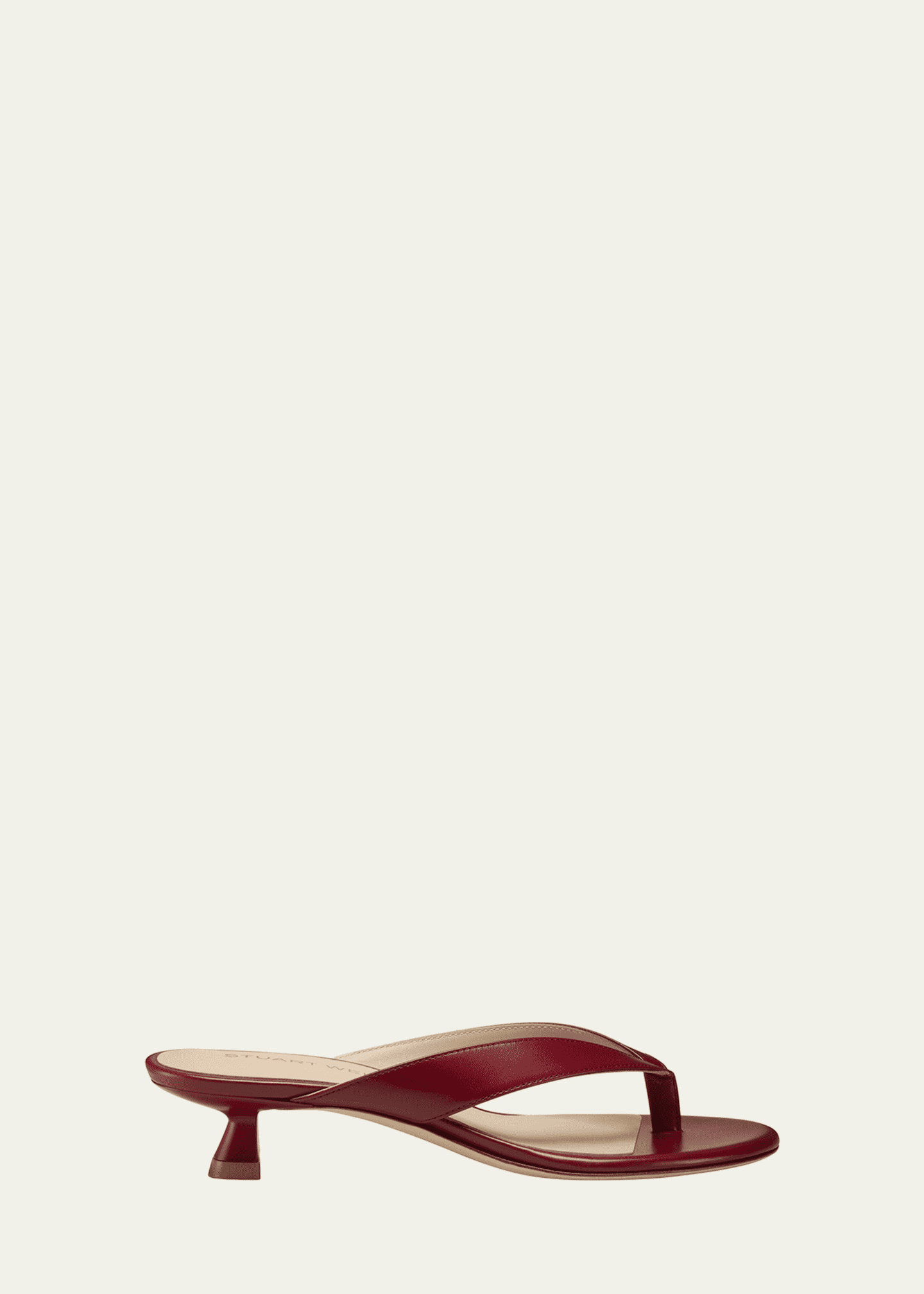 Stuart Weitzman Rio Leather Kitten-Heel Thong Sandals Image 1 of 6